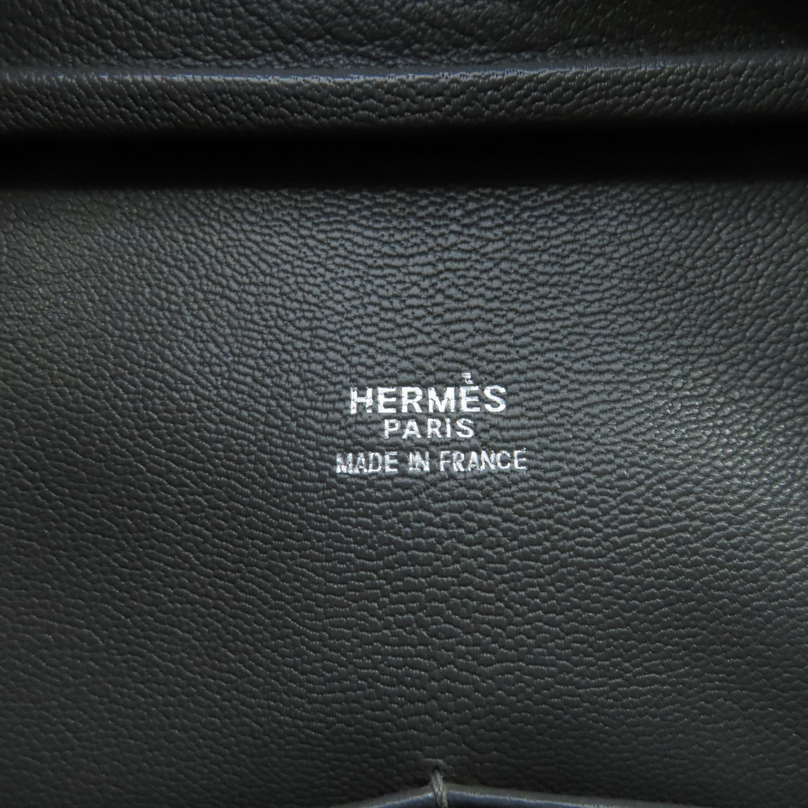 HERMES Box Calf皮革Plume 32Hand Bag银扣手挽袋Graphite灰色