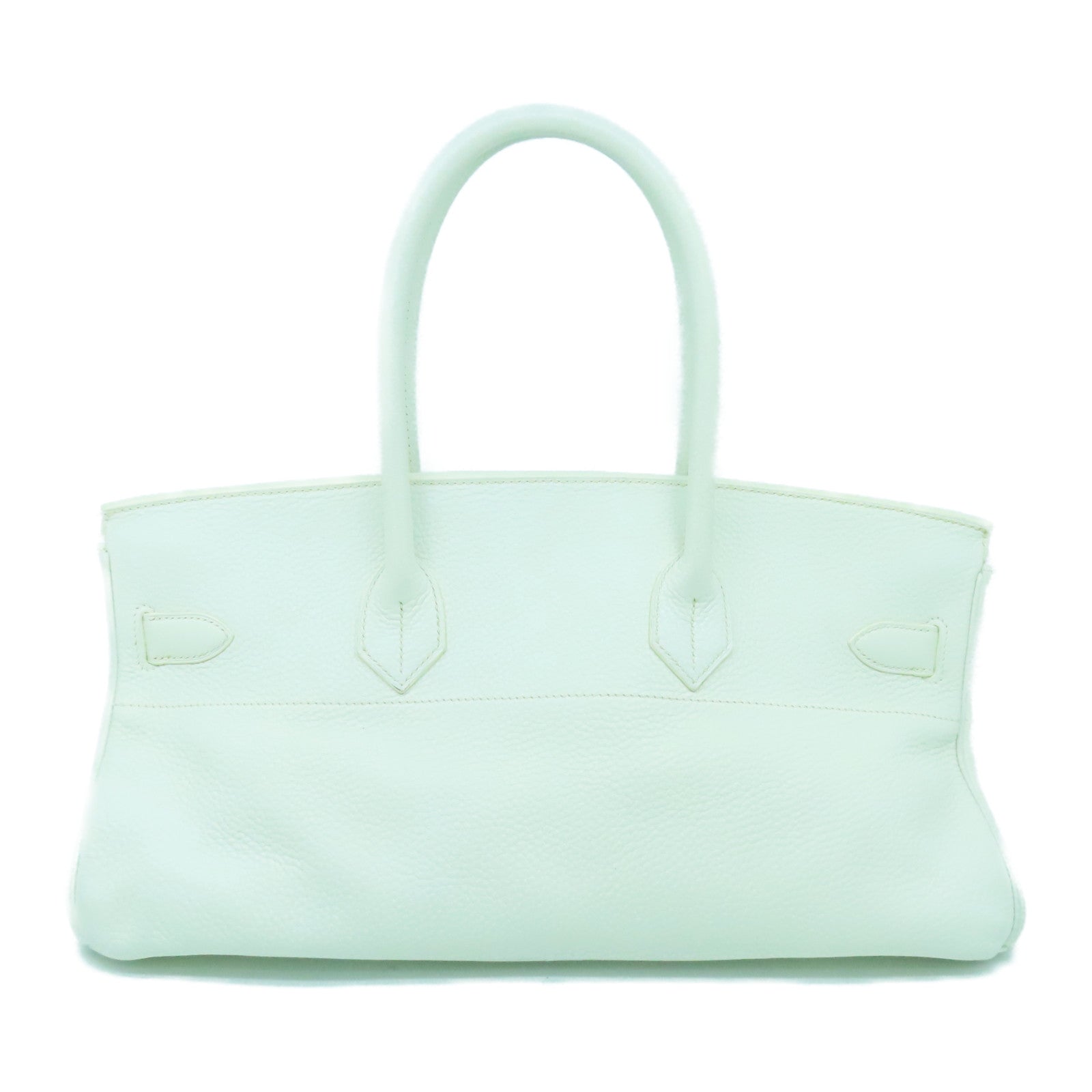 HERMES Clemence皮革Shoulder Birkin銀扣手挽袋白色