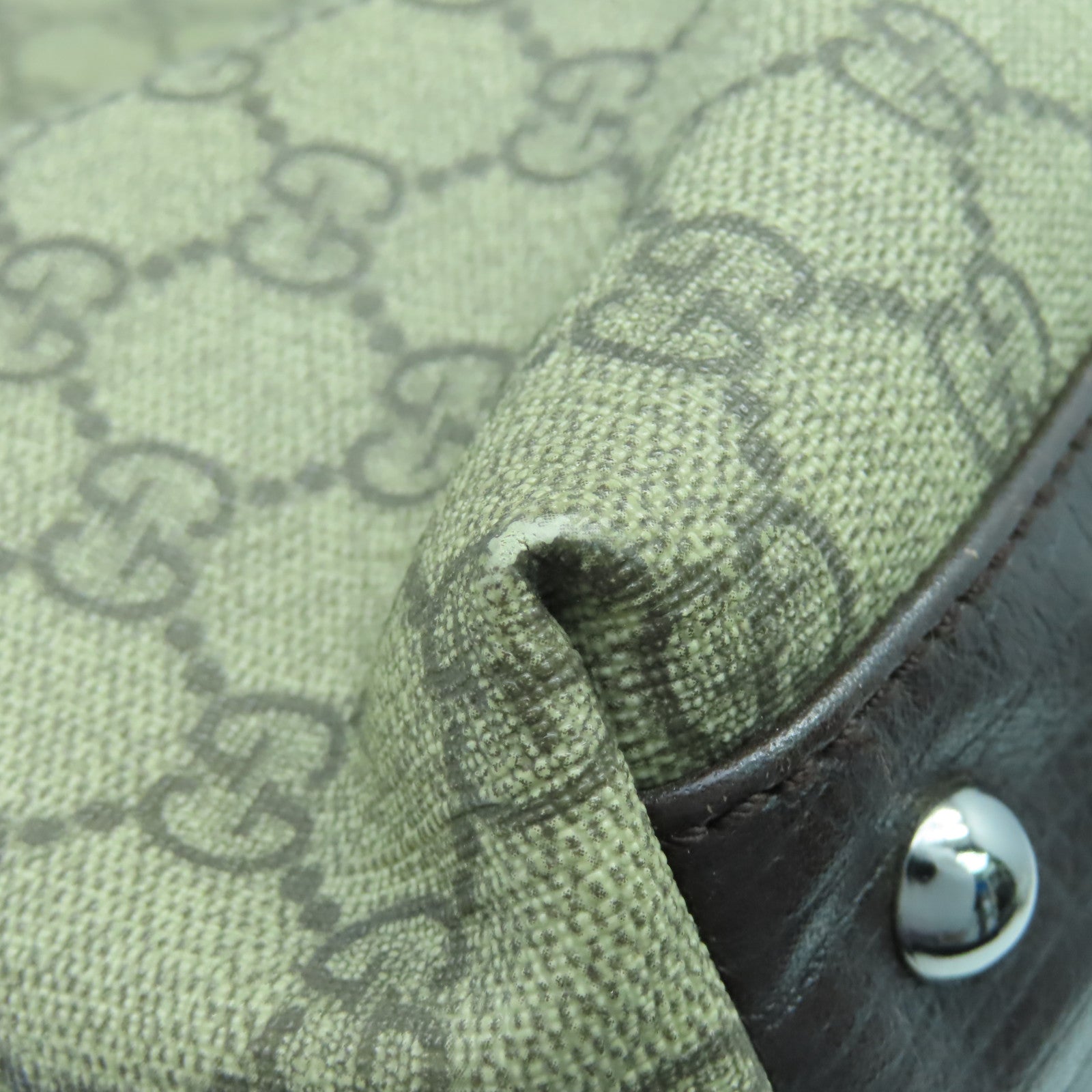 GUCCI 塗層帆布Hand Bag銀扣肩背袋啡色