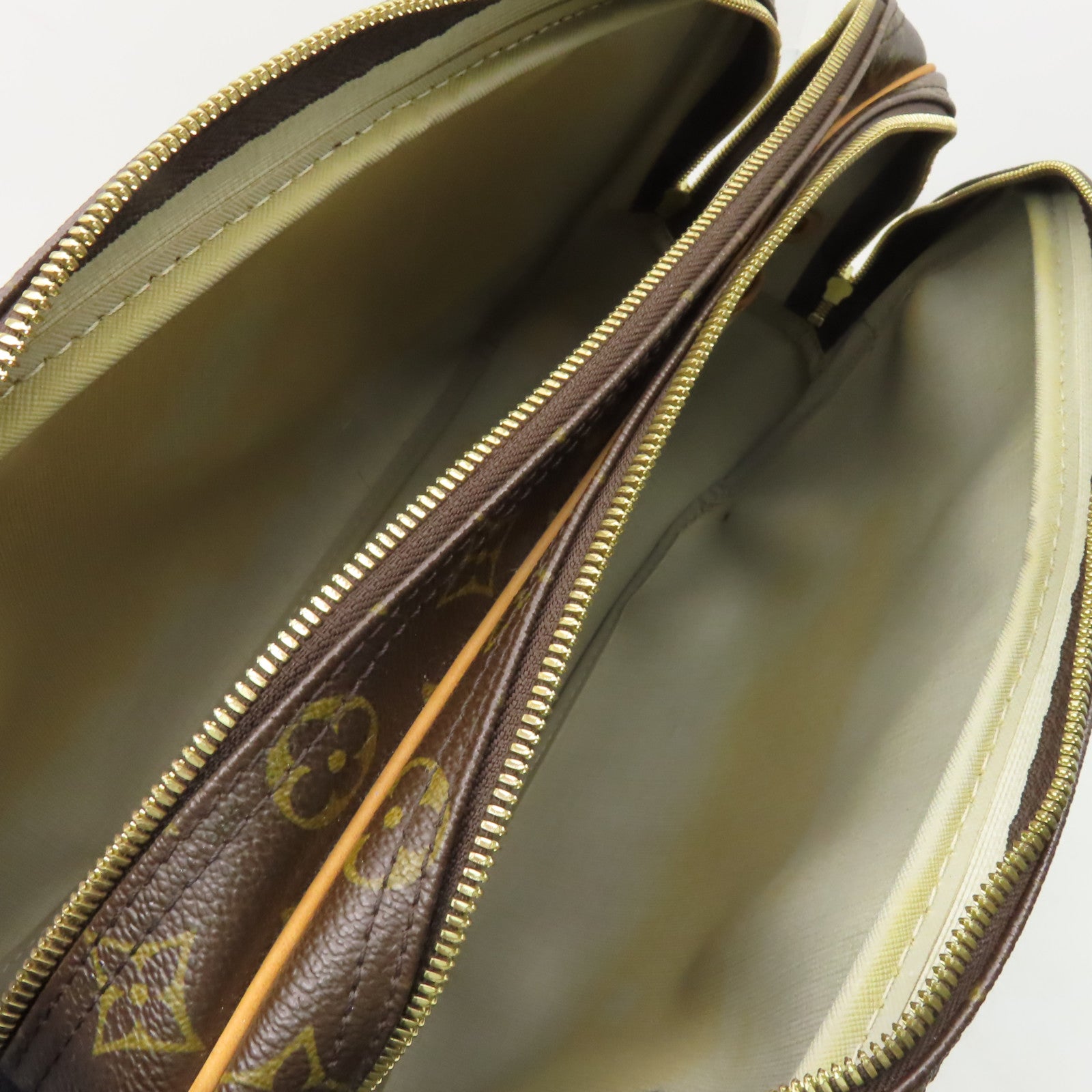 LOUIS VUITTON Monogram Reporter GM金扣肩背袋棕色