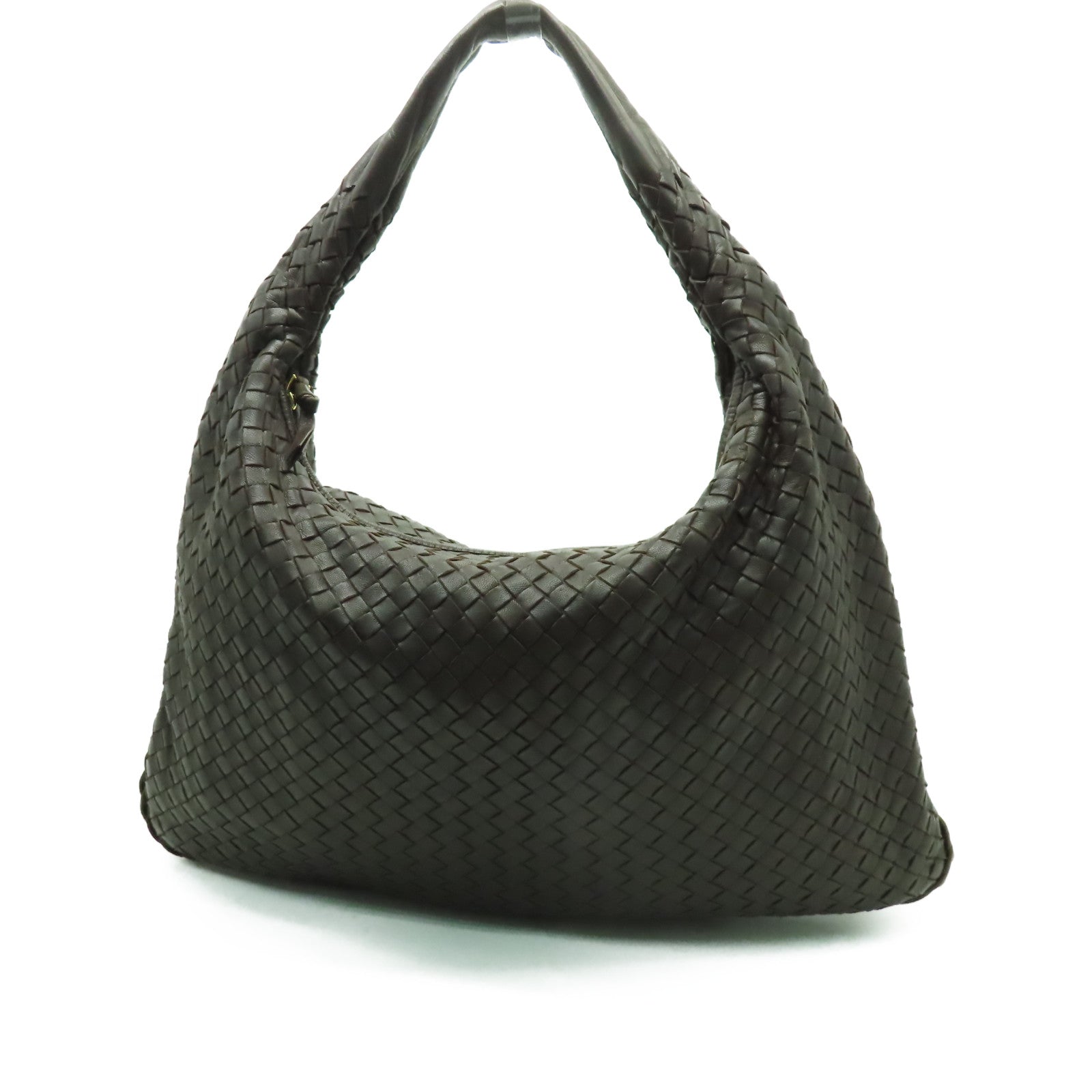 BOTTEGA VENETA 織紋皮革Shoulder Bag金扣肩背袋啡色