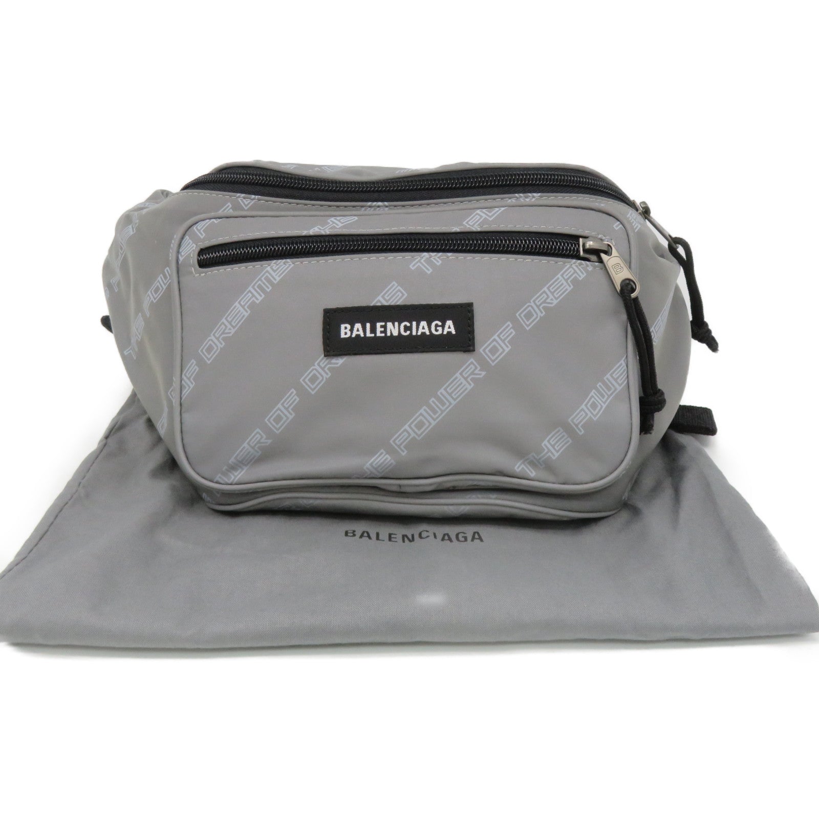 BALENCIAGA Nylon Waist Bag Silver Gray