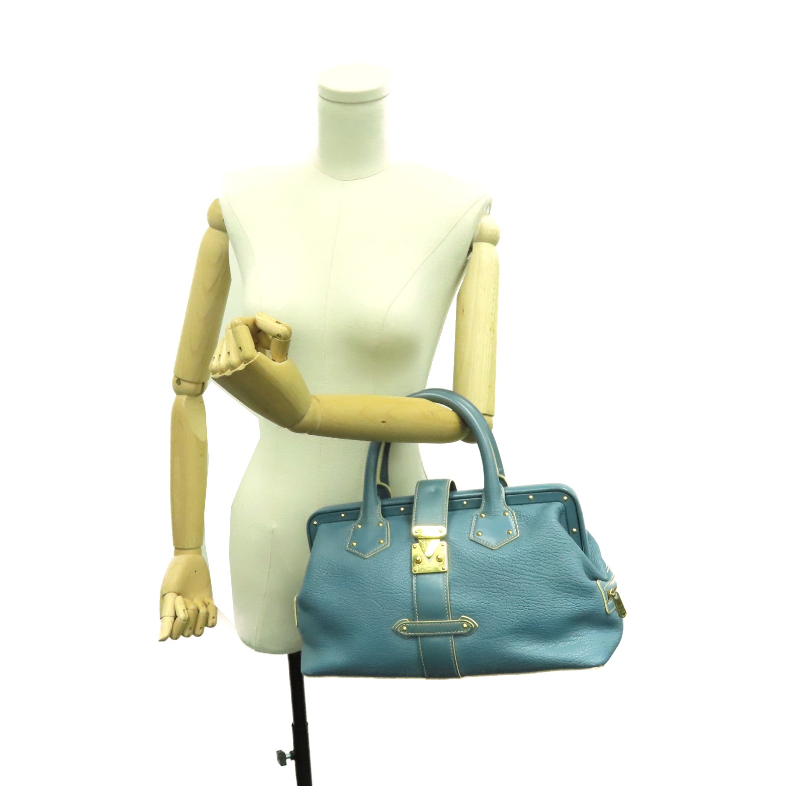 LOUIS VUITTON Suhali Leather Lingenieux PM Hand Bag Gold Buckle Blue