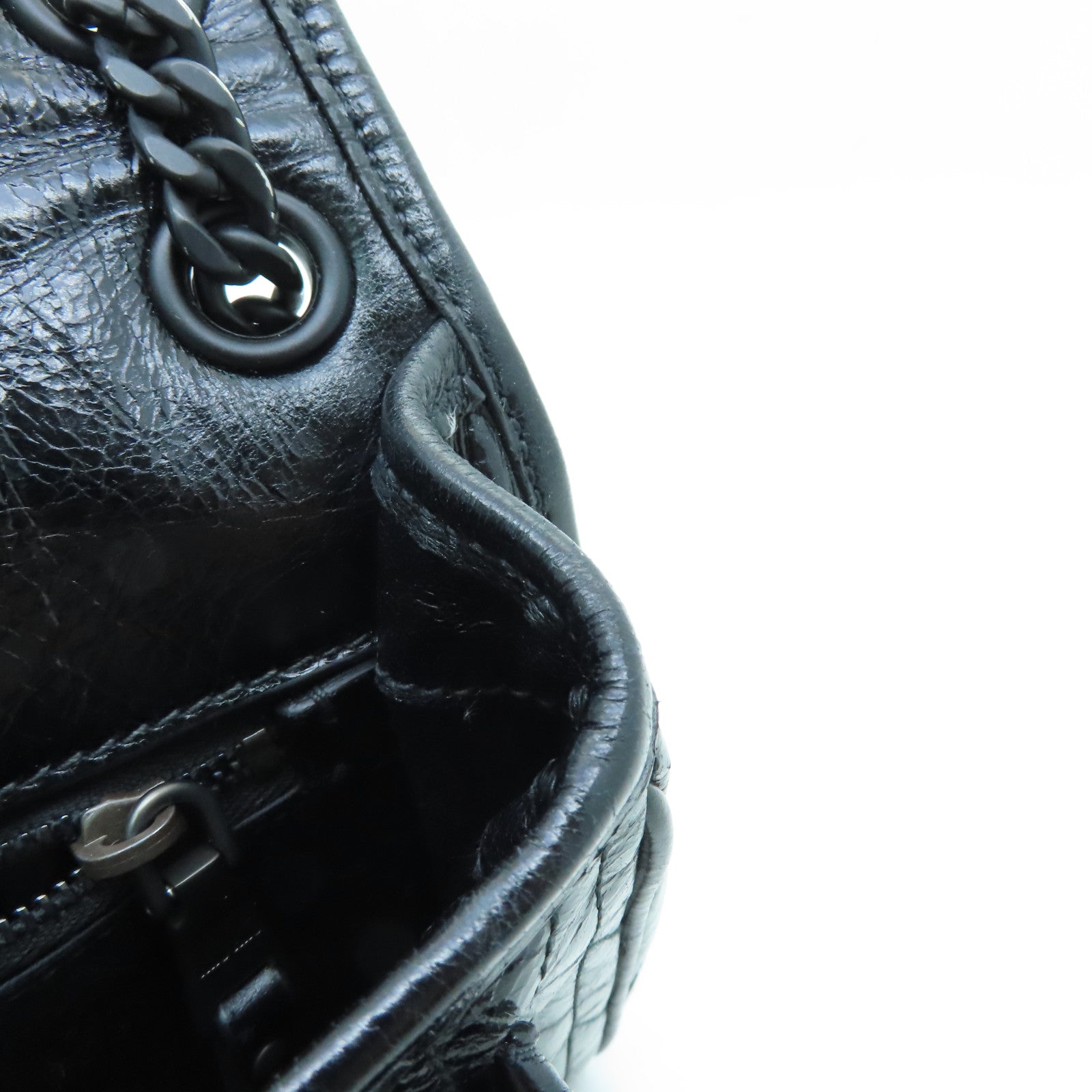Miu Miu Leather Chain Shoulder Black Buckle Chain Shoulder Bag Black
