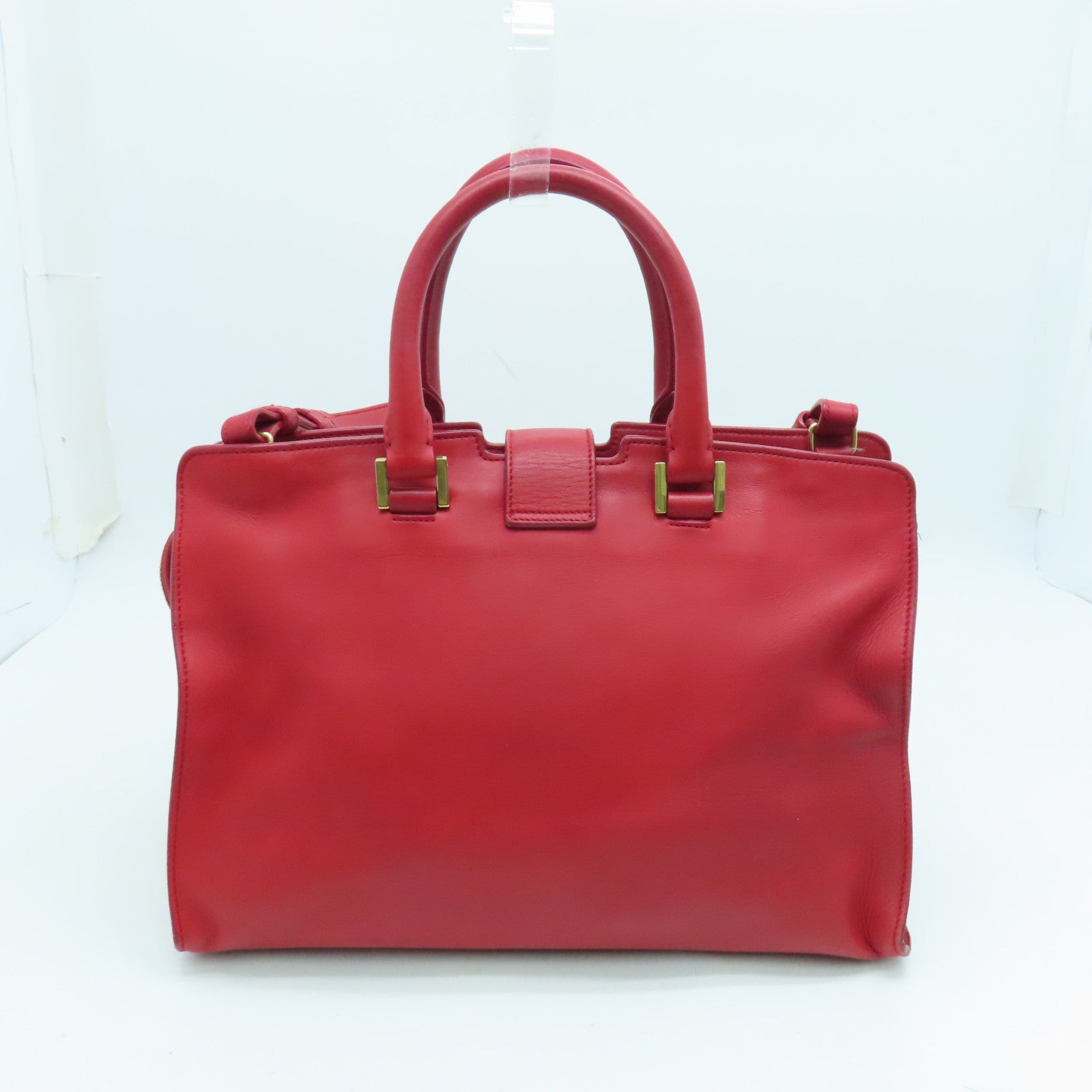 SAINT LAURENT 牛皮皮革2 Way Shoulder金扣手挽肩背兩用袋紅色