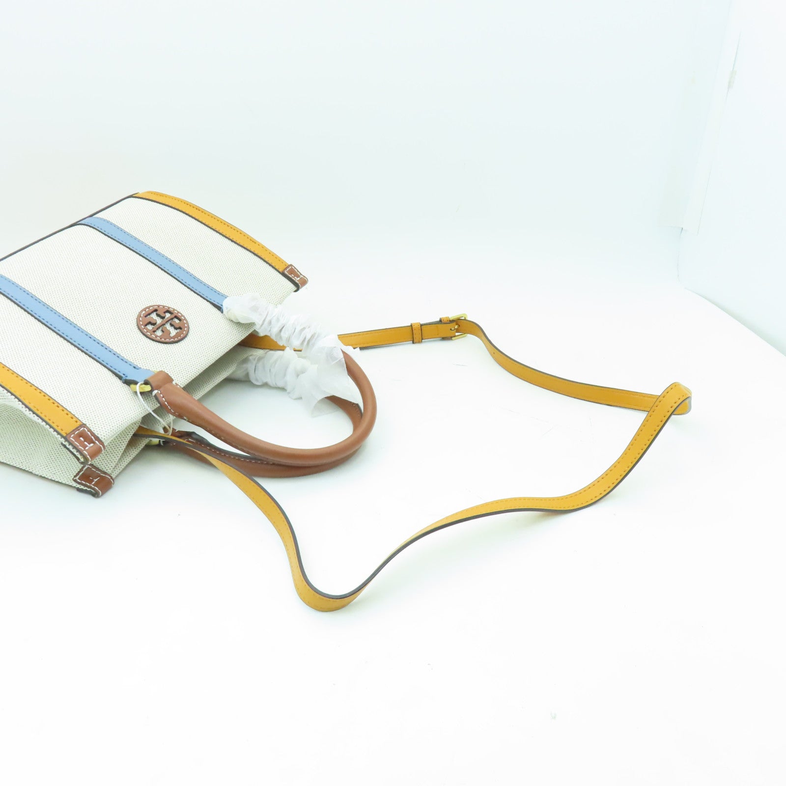 Tory Burch 帆布2way Shoulder Bag金扣手挽肩背兩用袋棕色