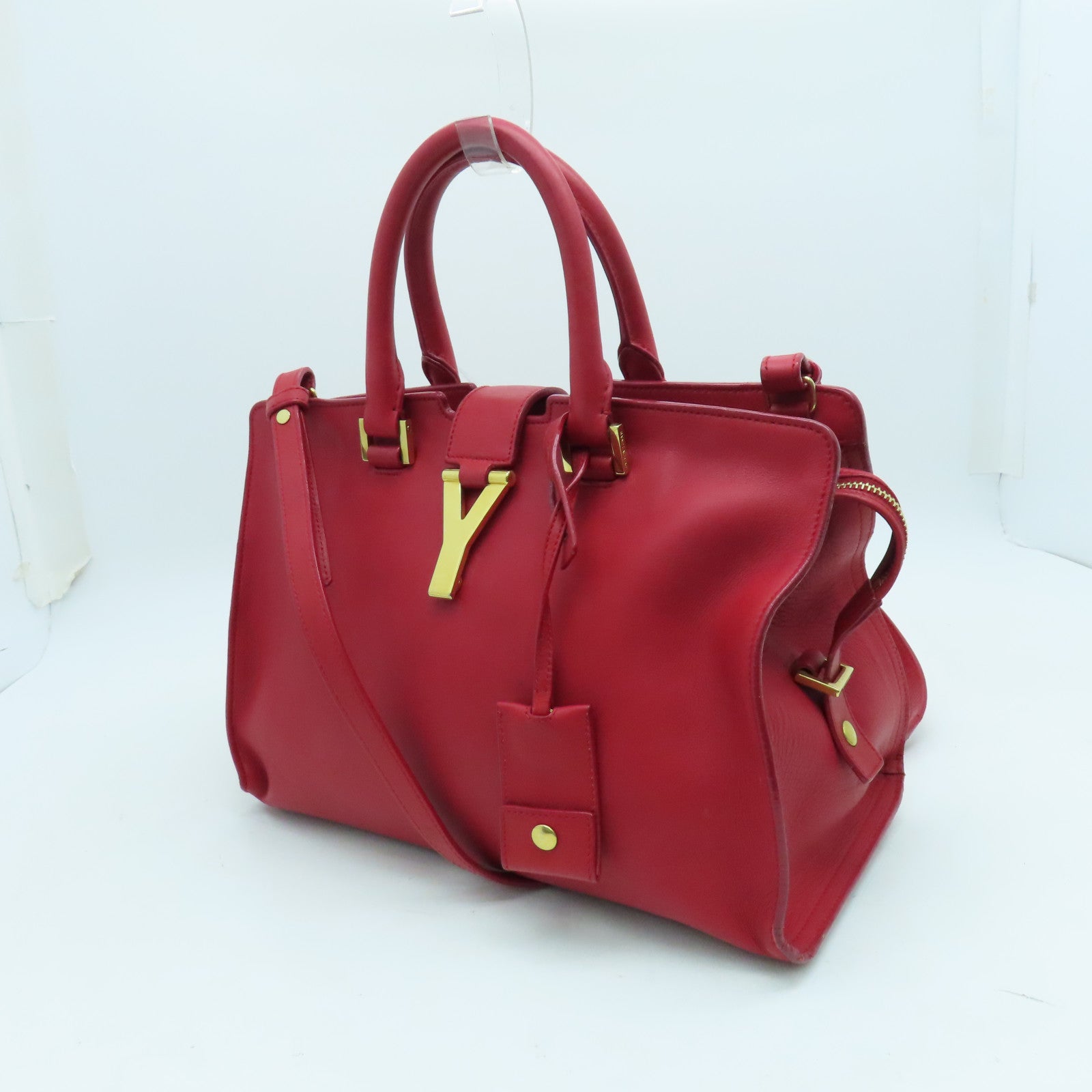 SAINT LAURENT 牛皮皮革2 Way Shoulder金扣手挽肩背兩用袋紅色
