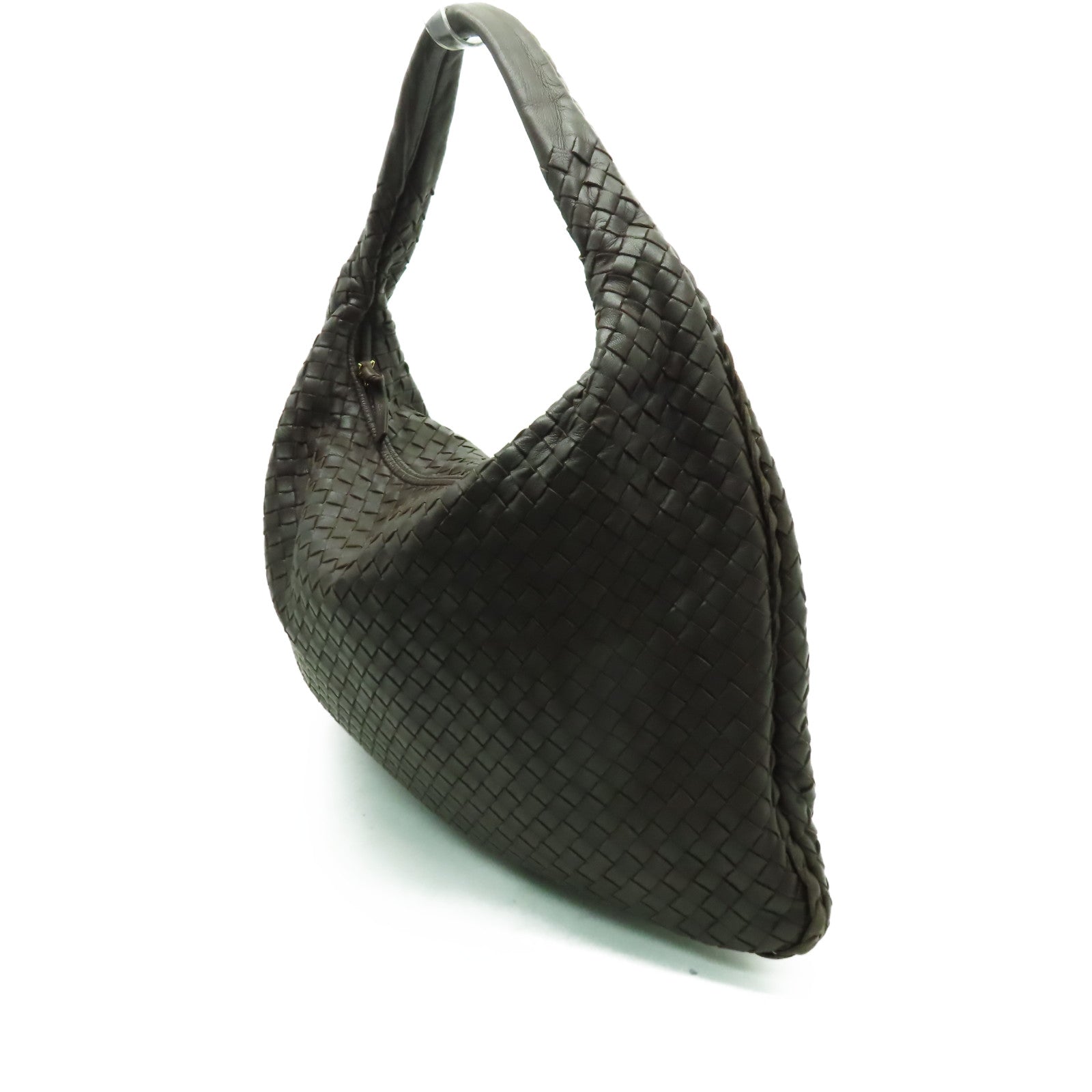 BOTTEGA VENETA 織紋皮革Shoulder Bag金扣肩背袋啡色