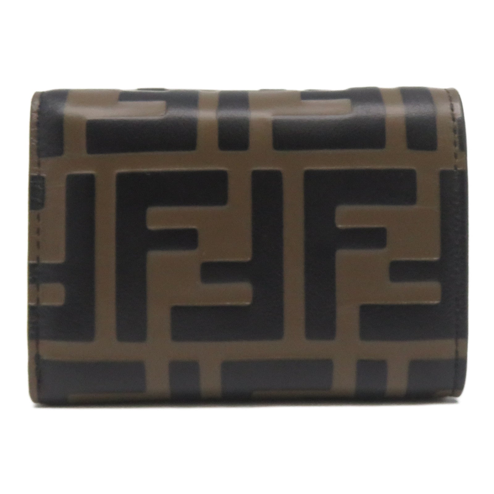FENDI 牛皮皮革Wallet金扣錢包啡色