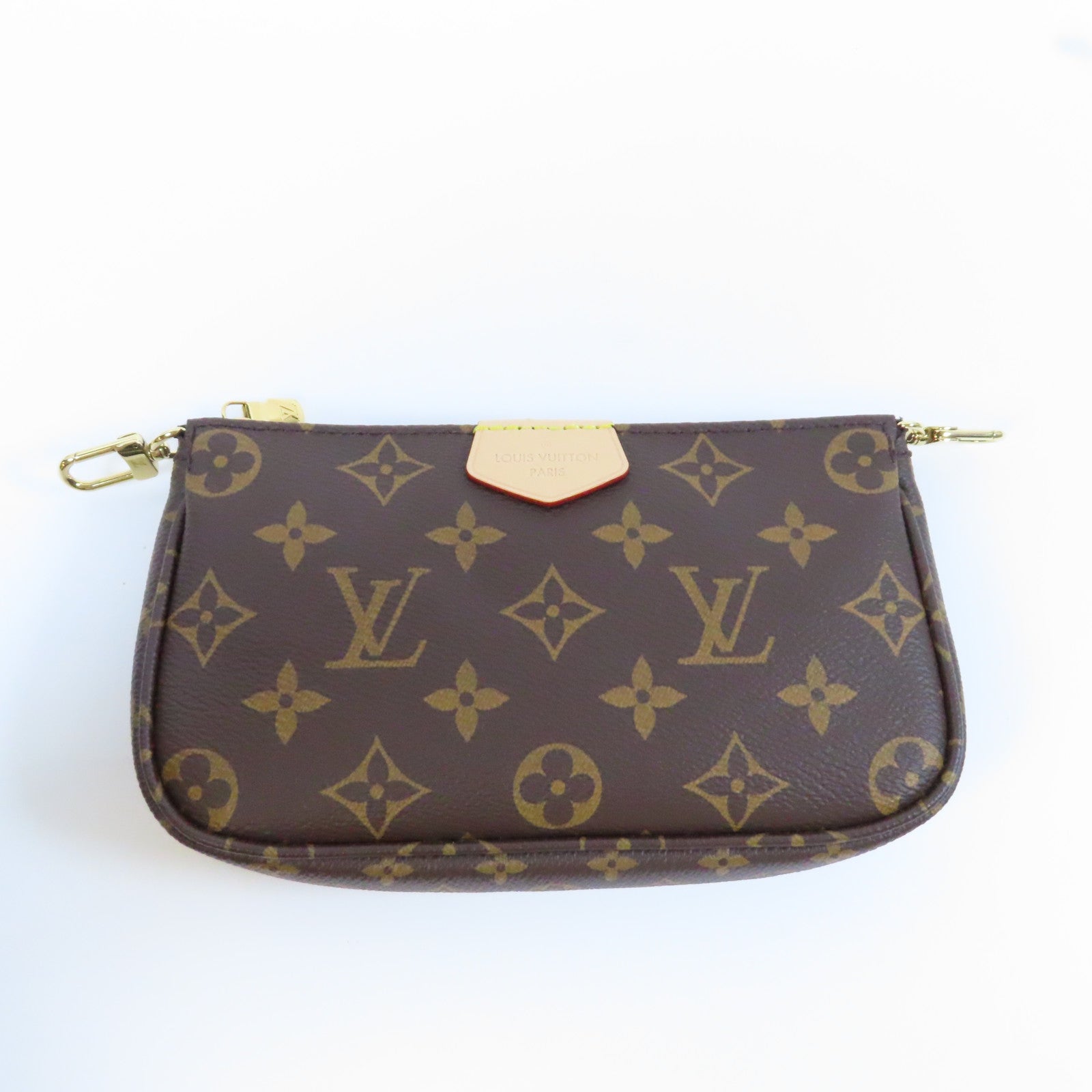 LOUIS VUITTON Monogram Mutti Pochette Accessories金扣手挽肩背兩用袋啡色