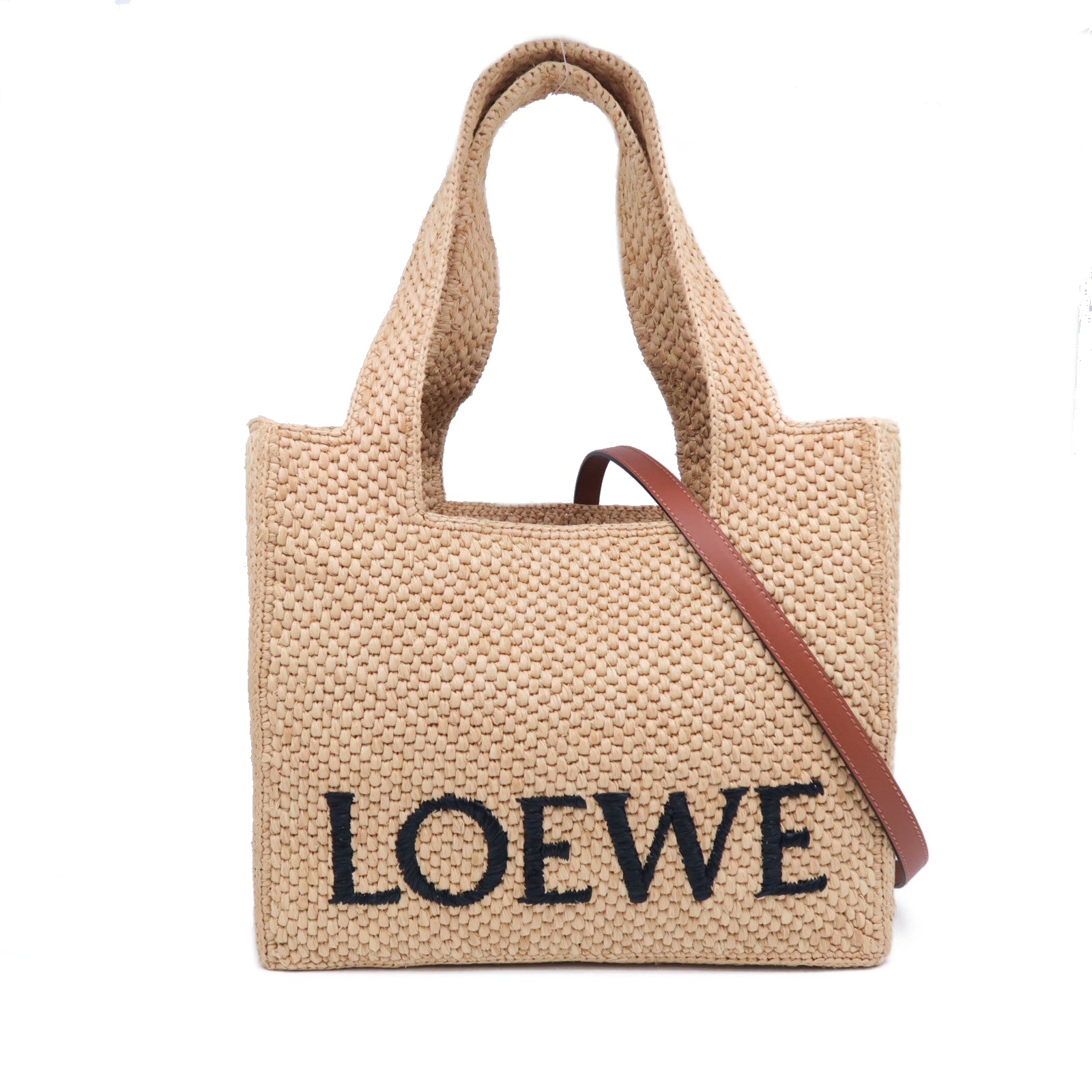LOEWE 酒椰Font Tote M金扣手挽肩背兩用袋啡色