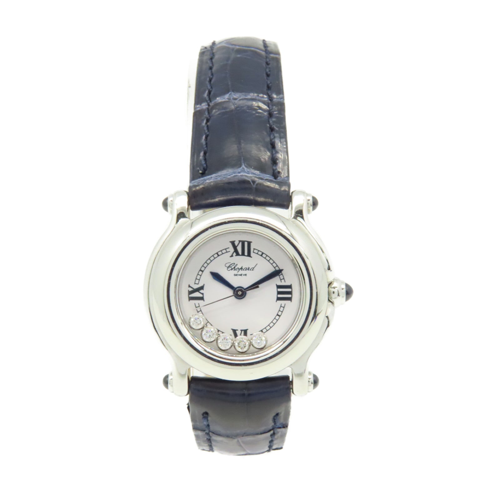 Chopard Happy Sport 5 Diamond Watch不鏽鋼/皮革帶石英機芯手錶白色
