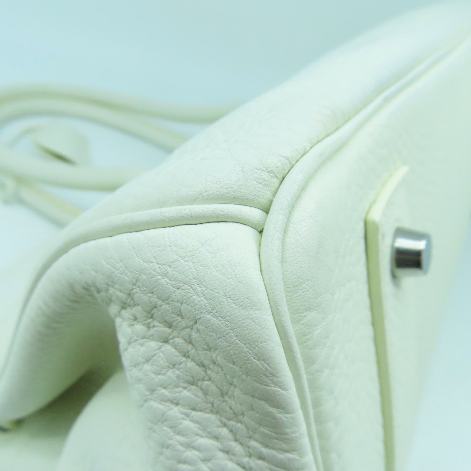 HERMES Clemence皮革Shoulder Birkin銀扣手挽袋白色