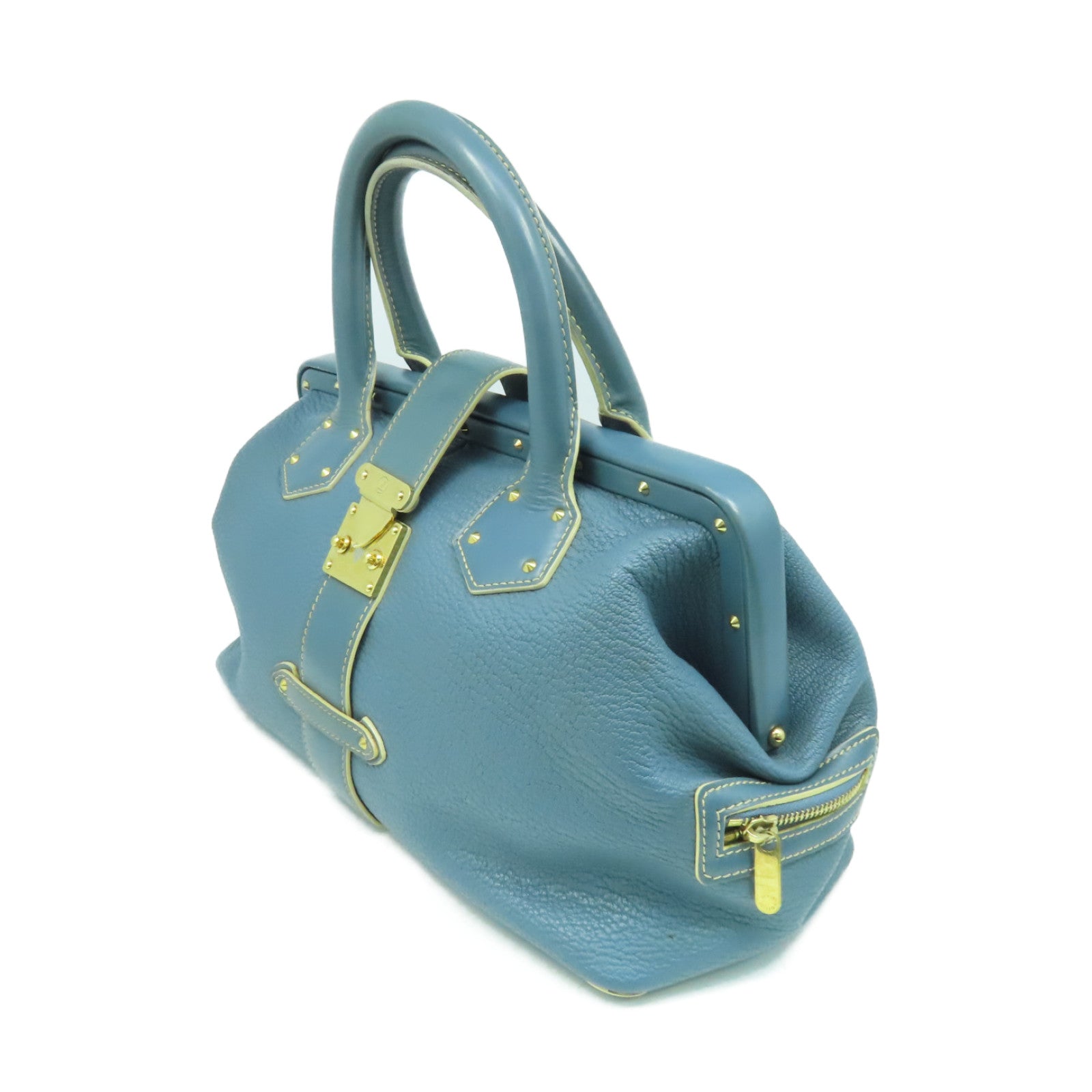 LOUIS VUITTON Suhali Leather Lingenieux PM Hand Bag Gold Buckle Blue
