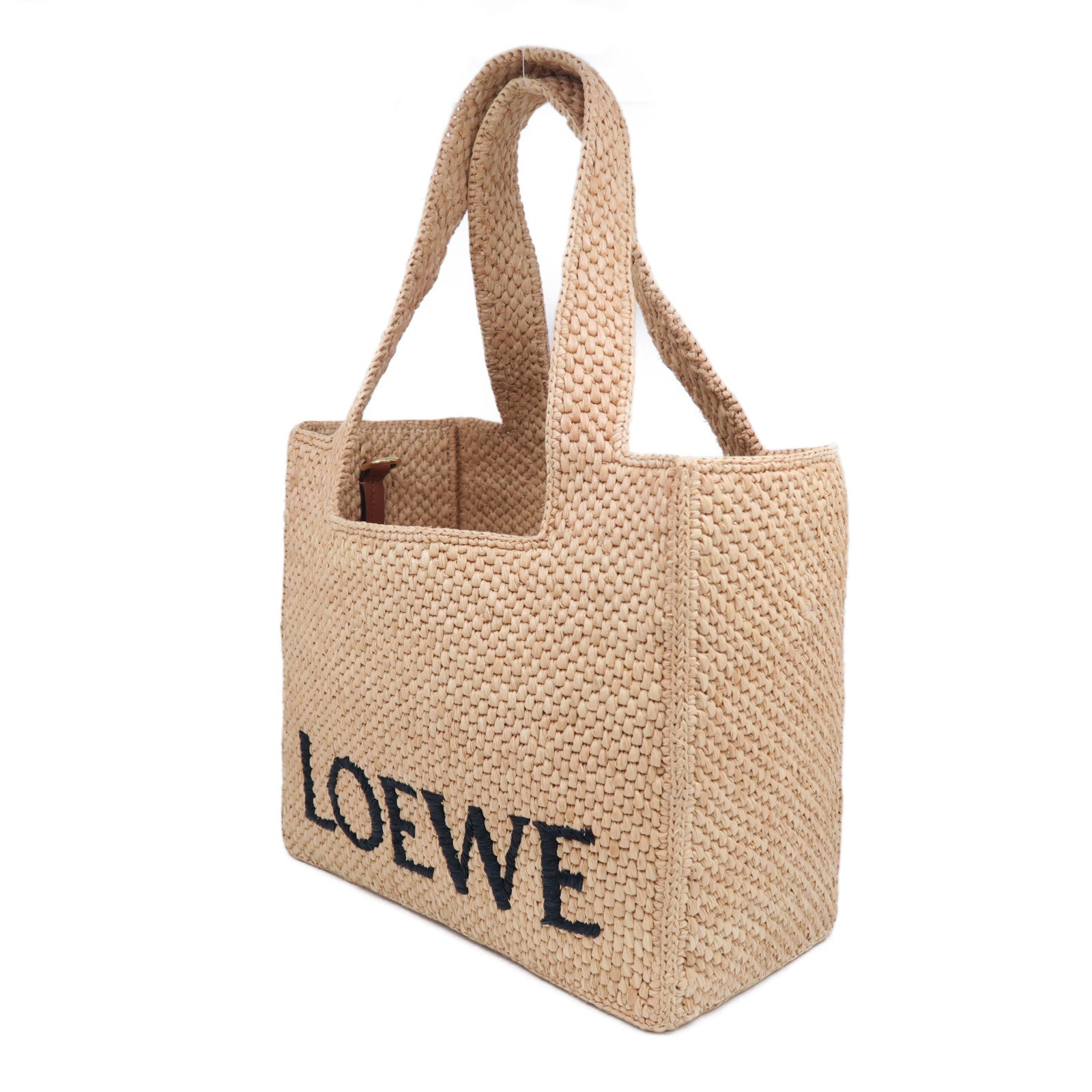 LOEWE 酒椰Font Tote M金扣手挽肩背兩用袋啡色