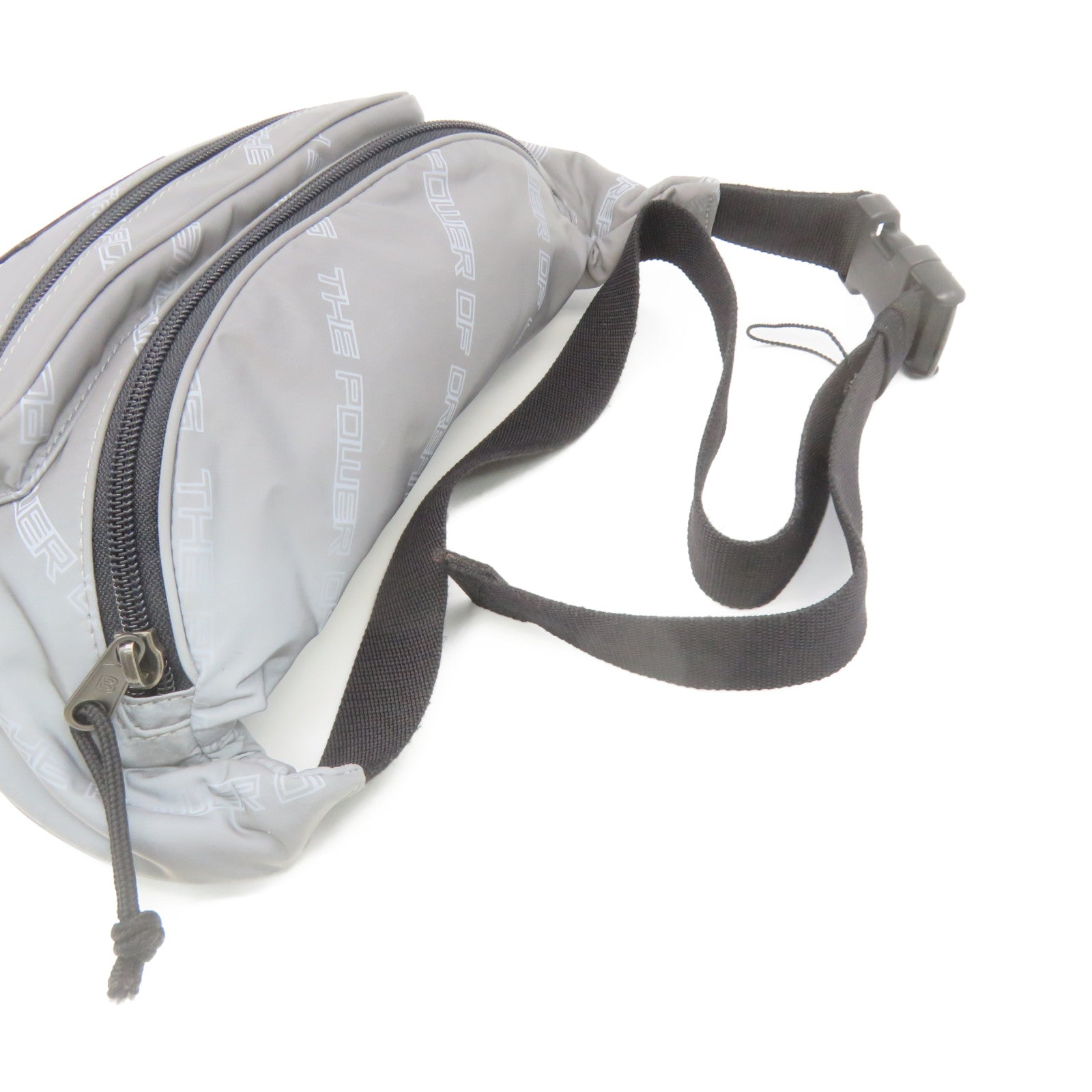 BALENCIAGA Nylon Waist Bag Silver Gray