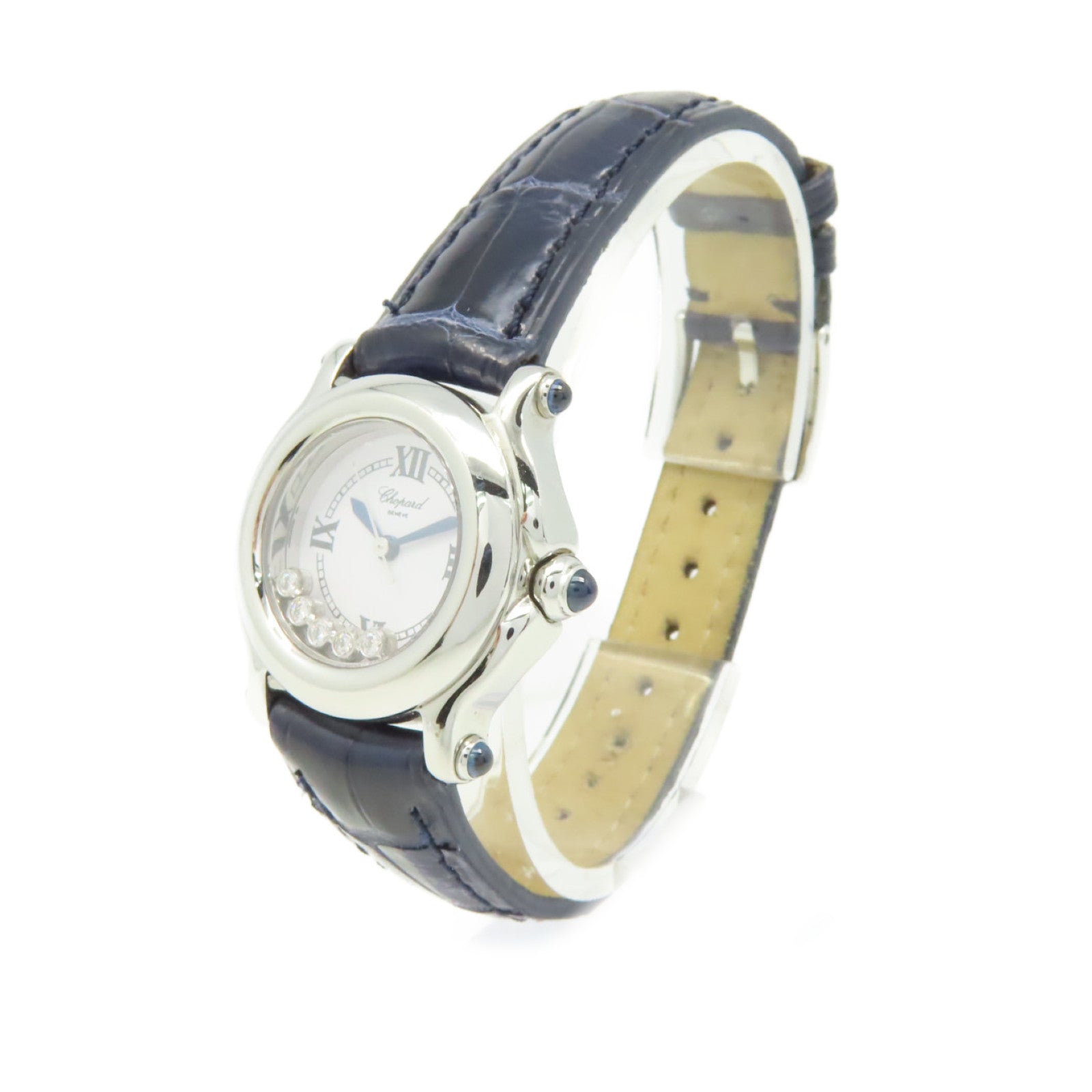 Chopard Happy Sport 5 Diamond Watch不鏽鋼/皮革帶石英機芯手錶白色