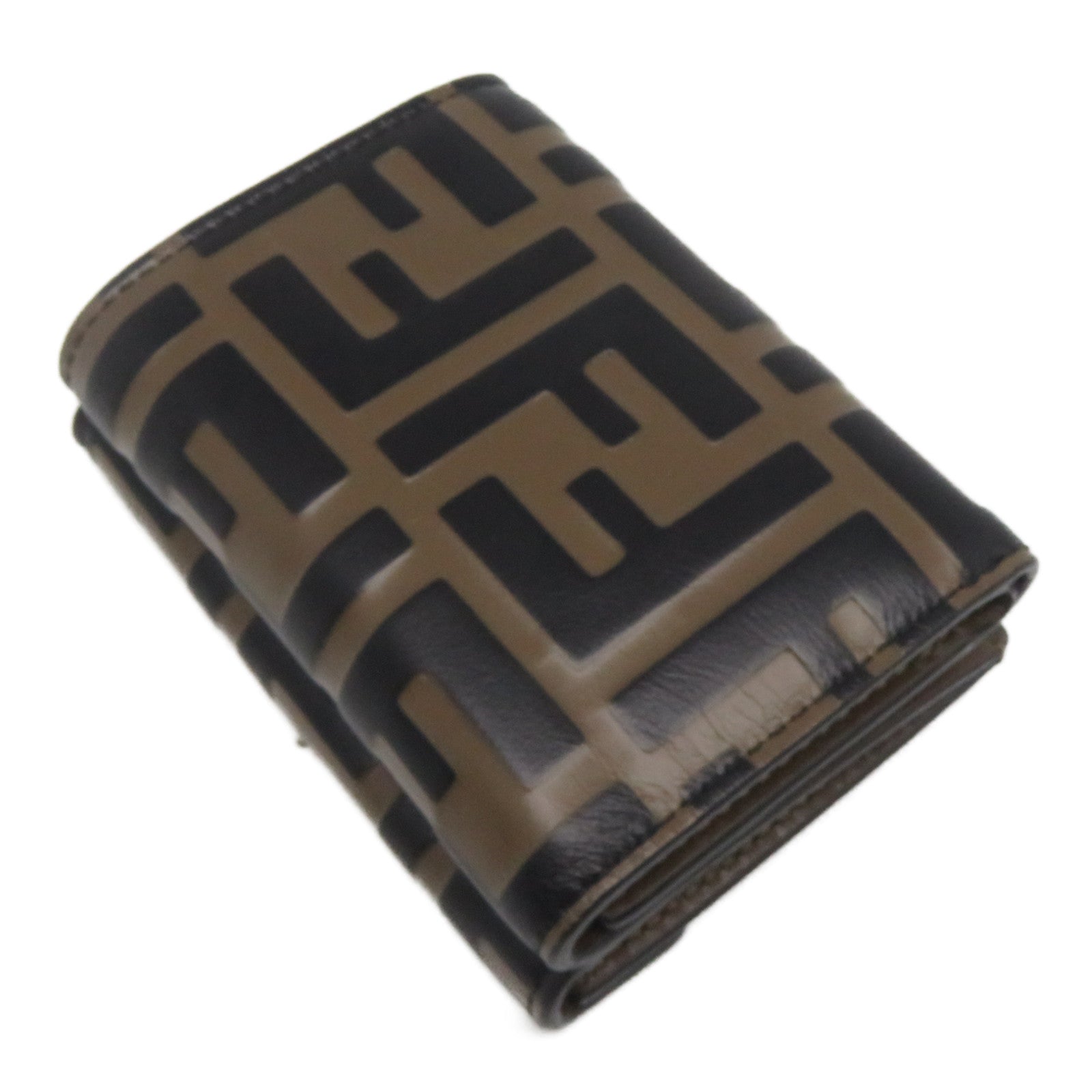 FENDI 牛皮皮革Wallet金扣錢包啡色