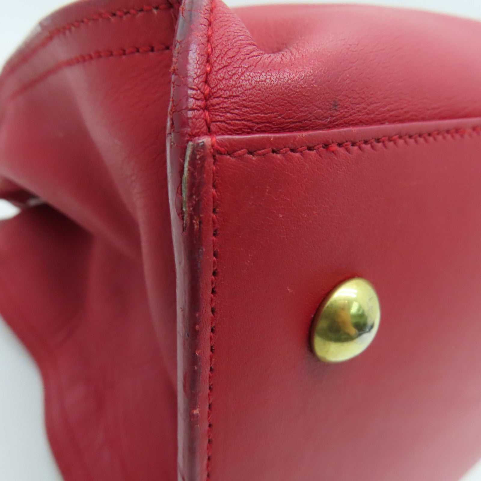 SAINT LAURENT 牛皮皮革2 Way Shoulder金扣手挽肩背兩用袋紅色