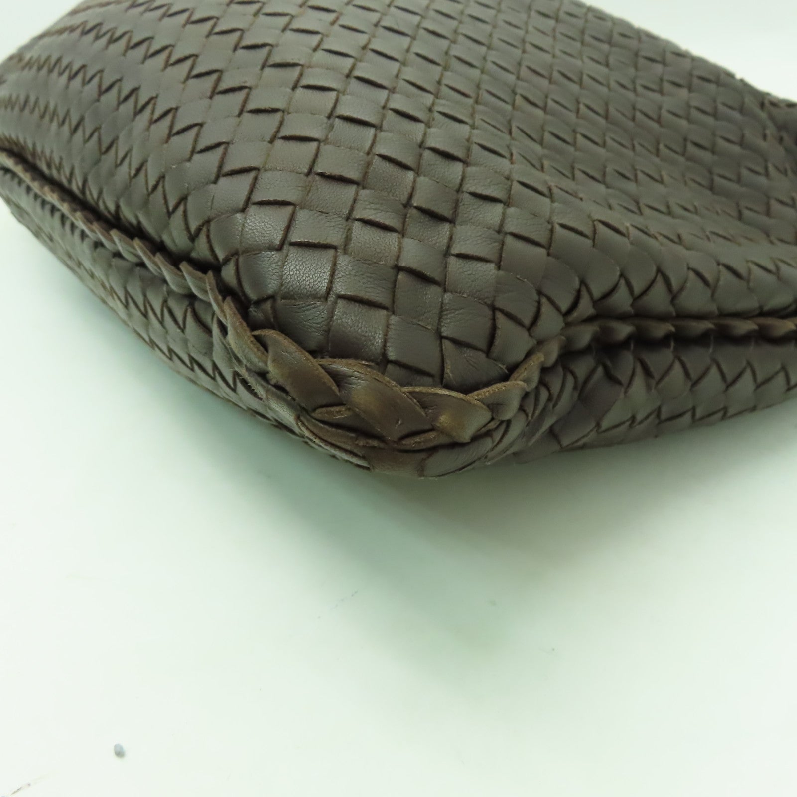 BOTTEGA VENETA 織紋皮革Shoulder Bag金扣肩背袋啡色