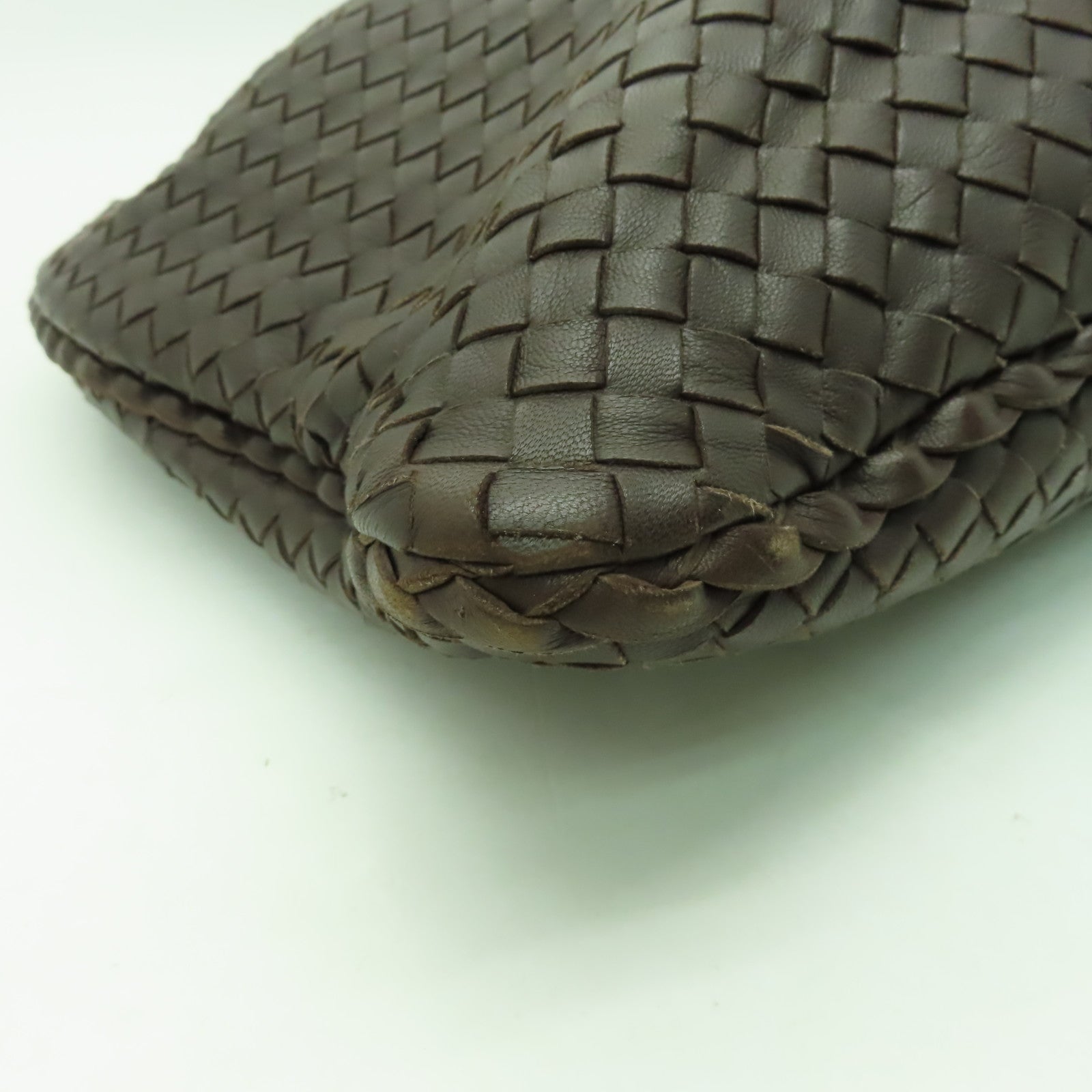 BOTTEGA VENETA 織紋皮革Shoulder Bag金扣肩背袋啡色
