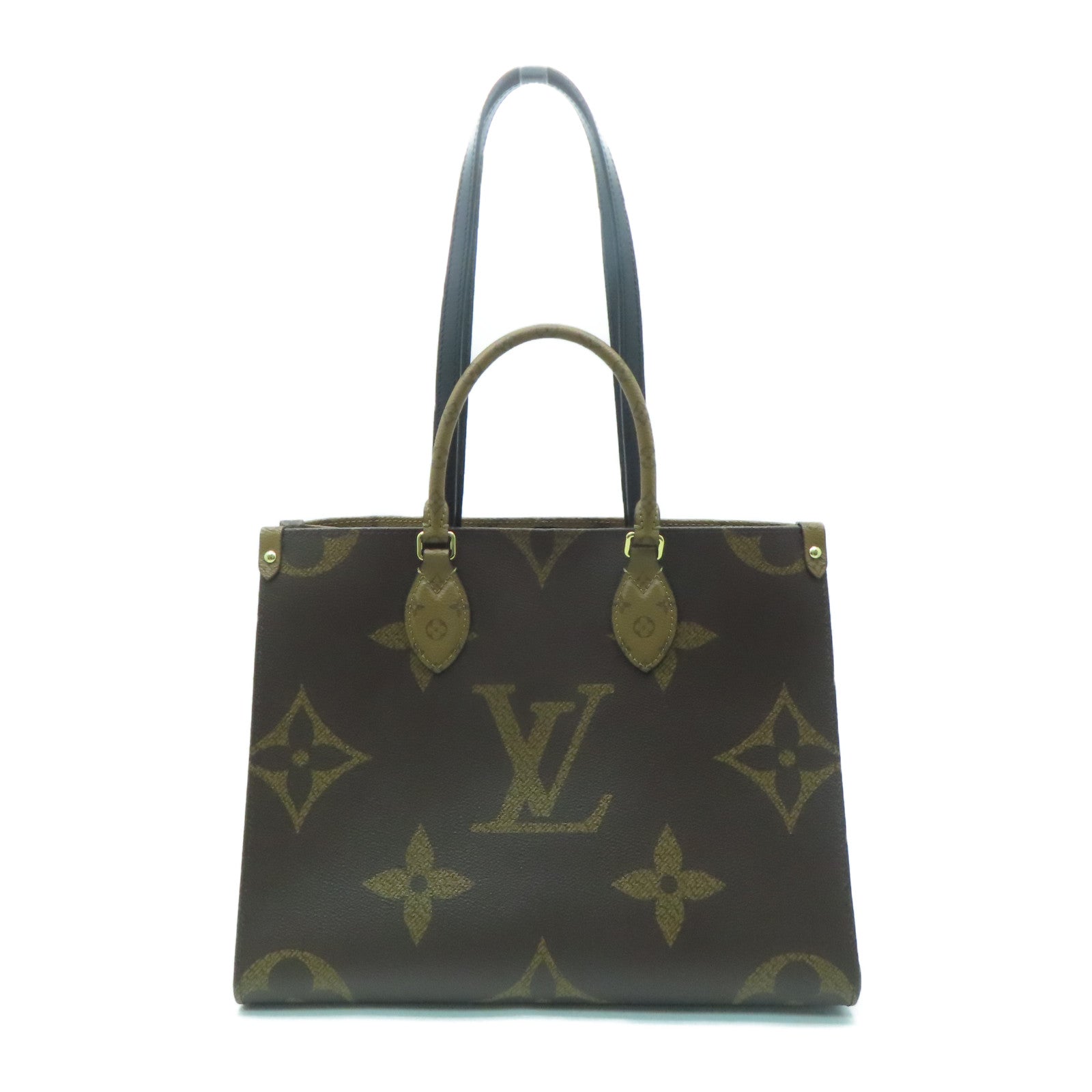 LOUIS VUITTON Monogram On The Go MM金扣手挽肩背兩用袋啡色