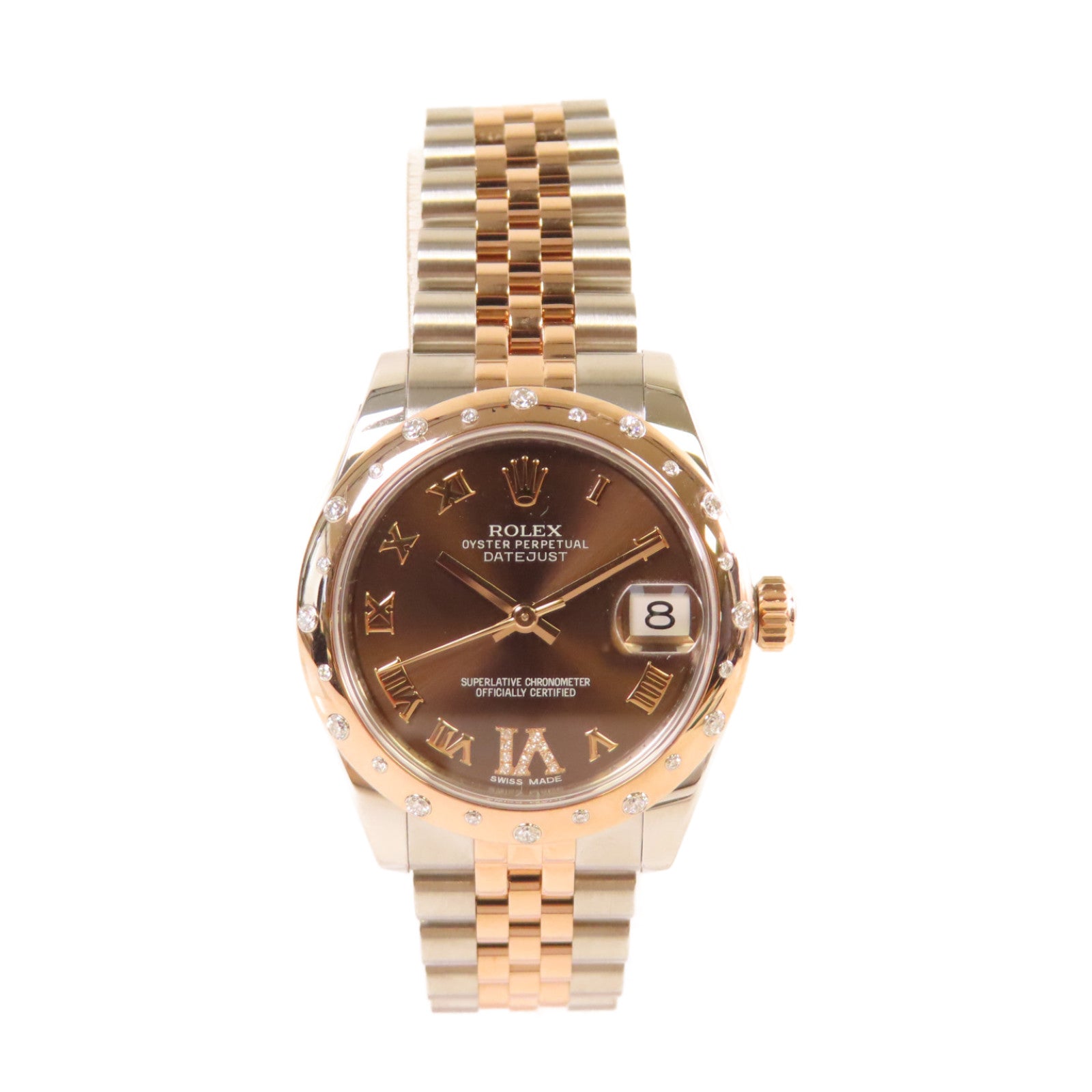 ROLEX Datejust 31mm Watch不鏽鋼/18K玫瑰金自動機芯手錶銅色