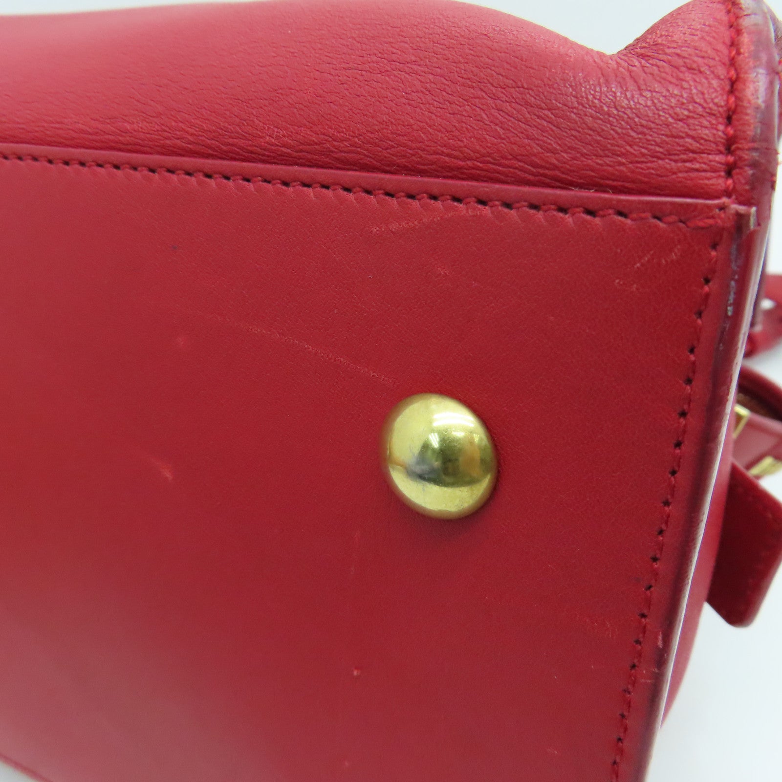 SAINT LAURENT 牛皮皮革2 Way Shoulder金扣手挽肩背兩用袋紅色