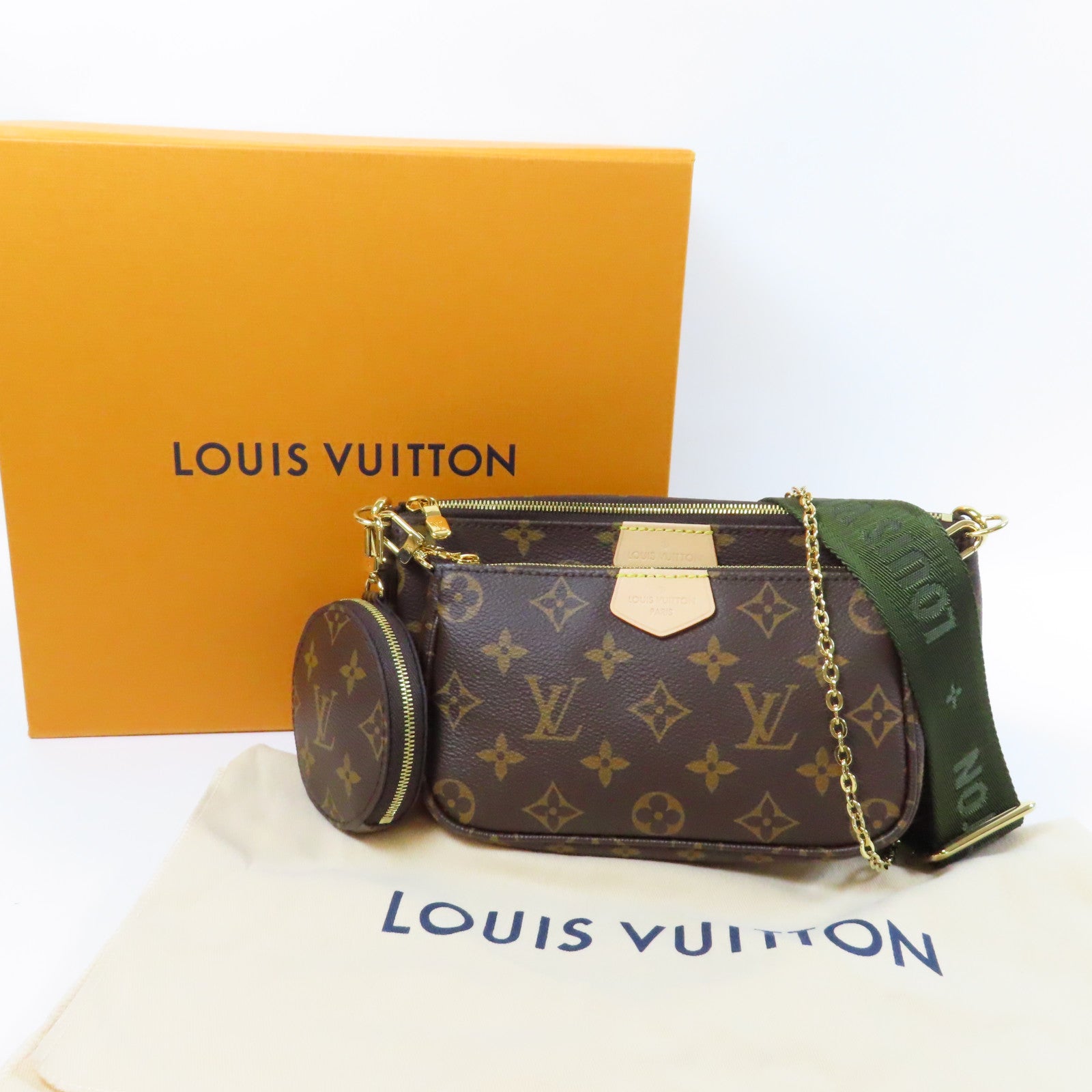 LOUIS VUITTON Monogram Mutti Pochette Accessories金扣手挽肩背兩用袋啡色