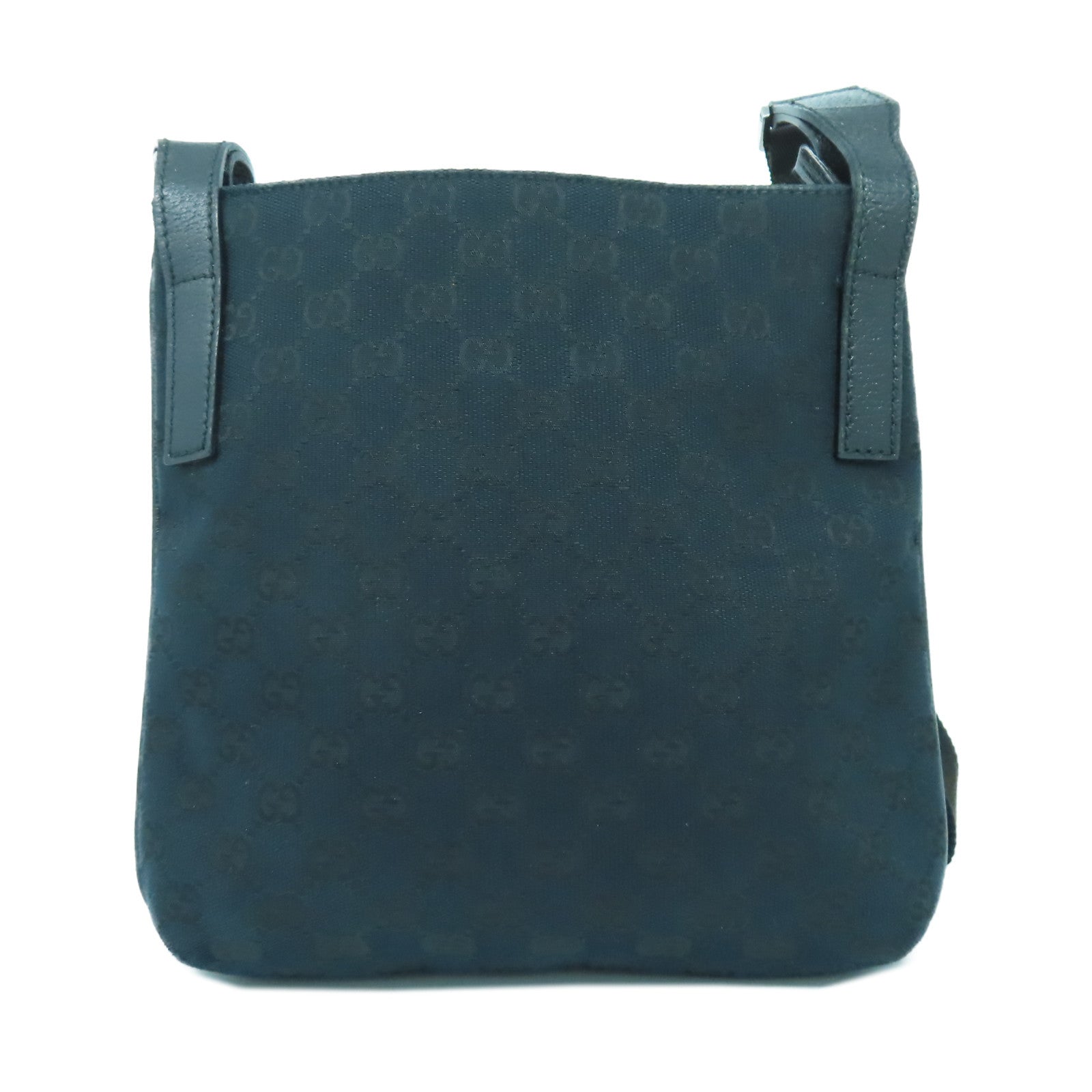GUCCI 帆布Shoulder Bag銀扣肩背袋黑色