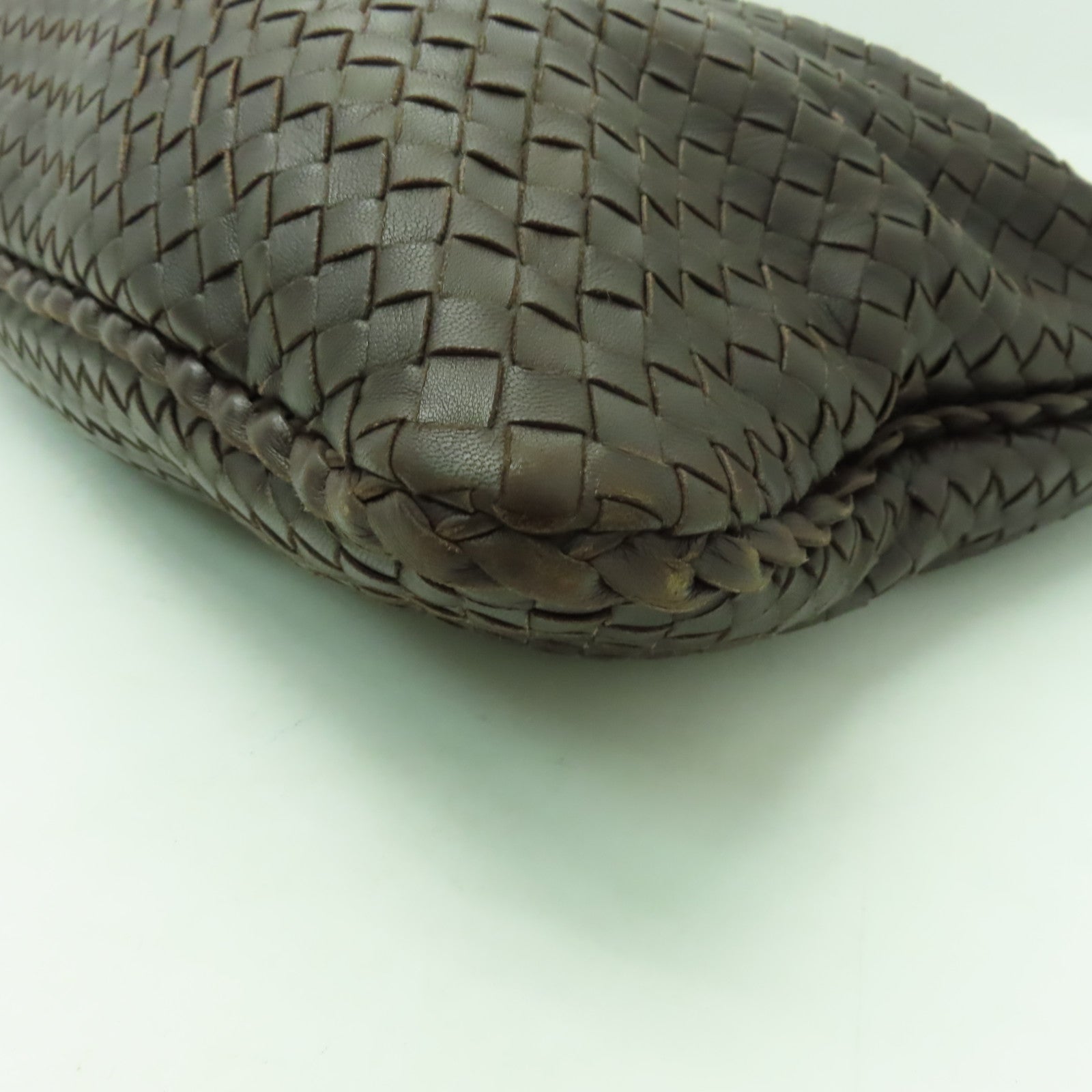 BOTTEGA VENETA 織紋皮革Shoulder Bag金扣肩背袋啡色