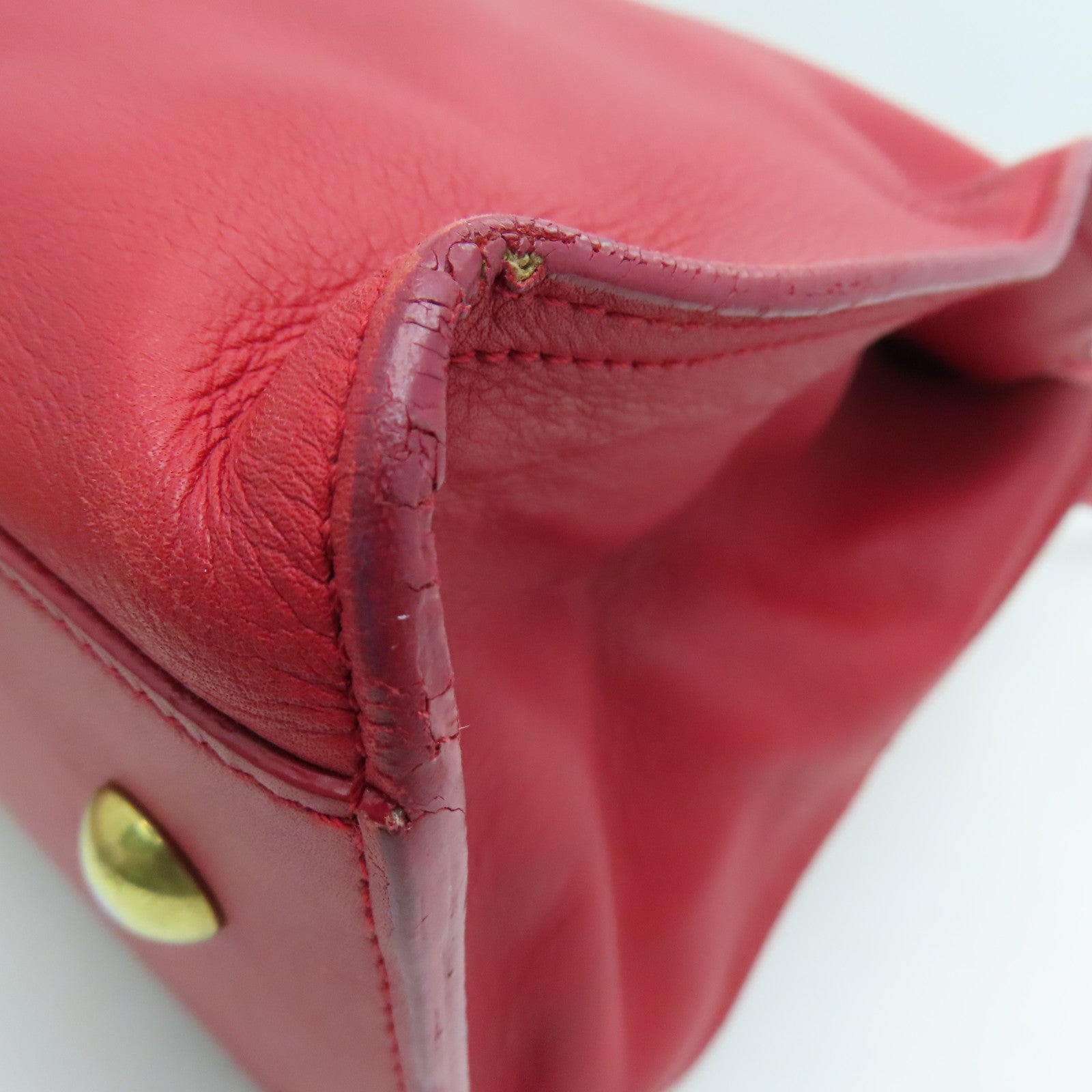 SAINT LAURENT 牛皮皮革2 Way Shoulder金扣手挽肩背兩用袋紅色