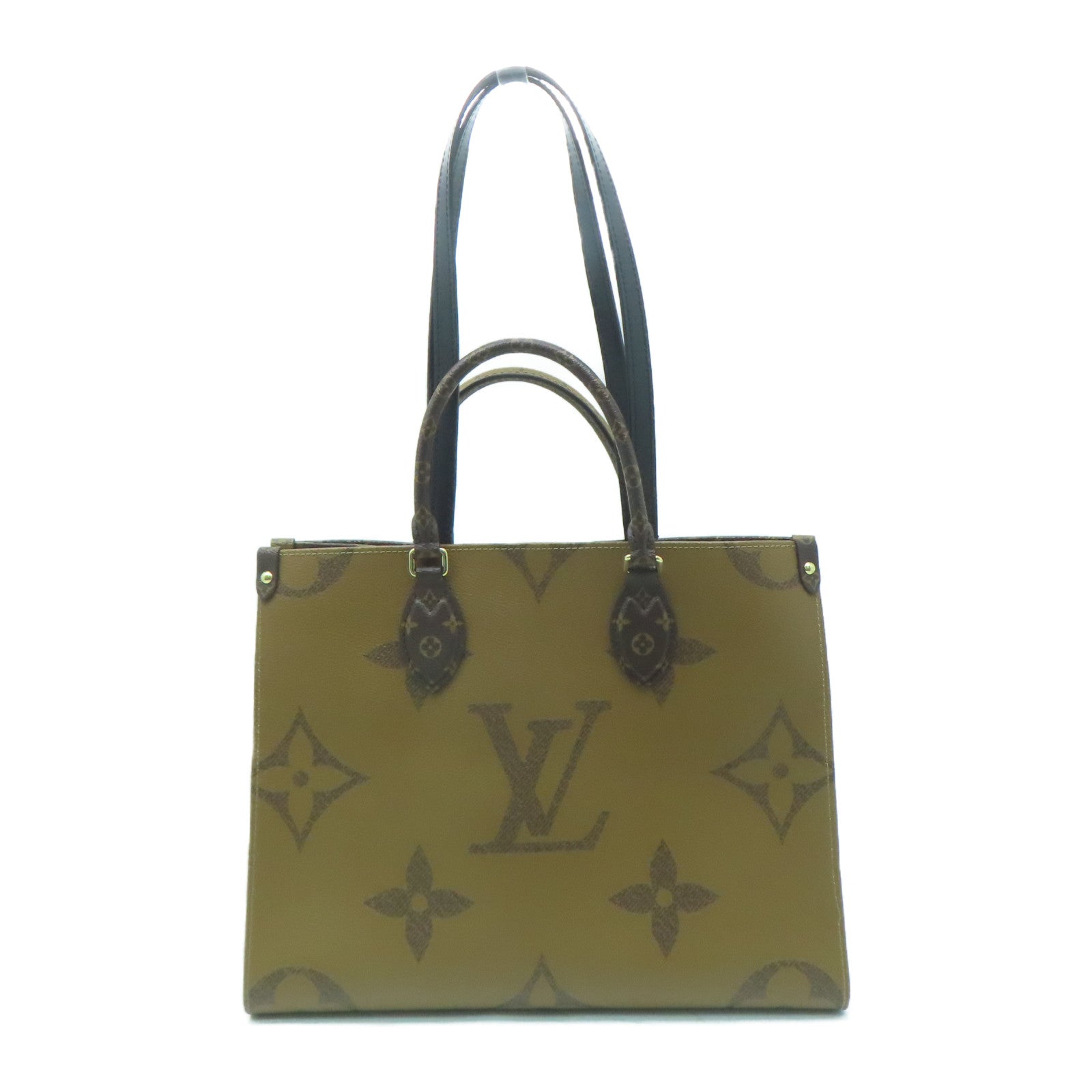 LOUIS VUITTON Monogram On The Go MM金扣手挽肩背兩用袋啡色