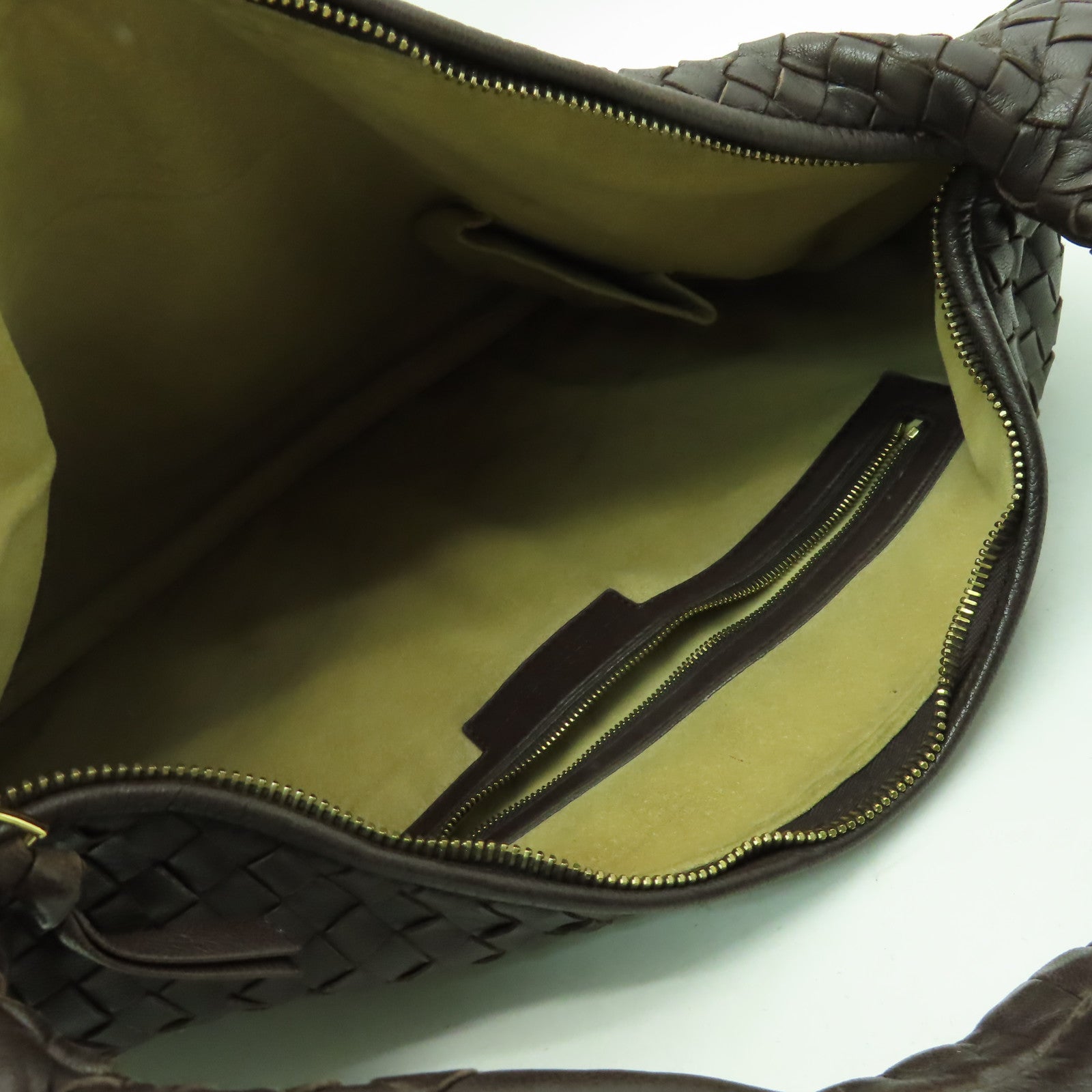 BOTTEGA VENETA 織紋皮革Shoulder Bag金扣肩背袋啡色