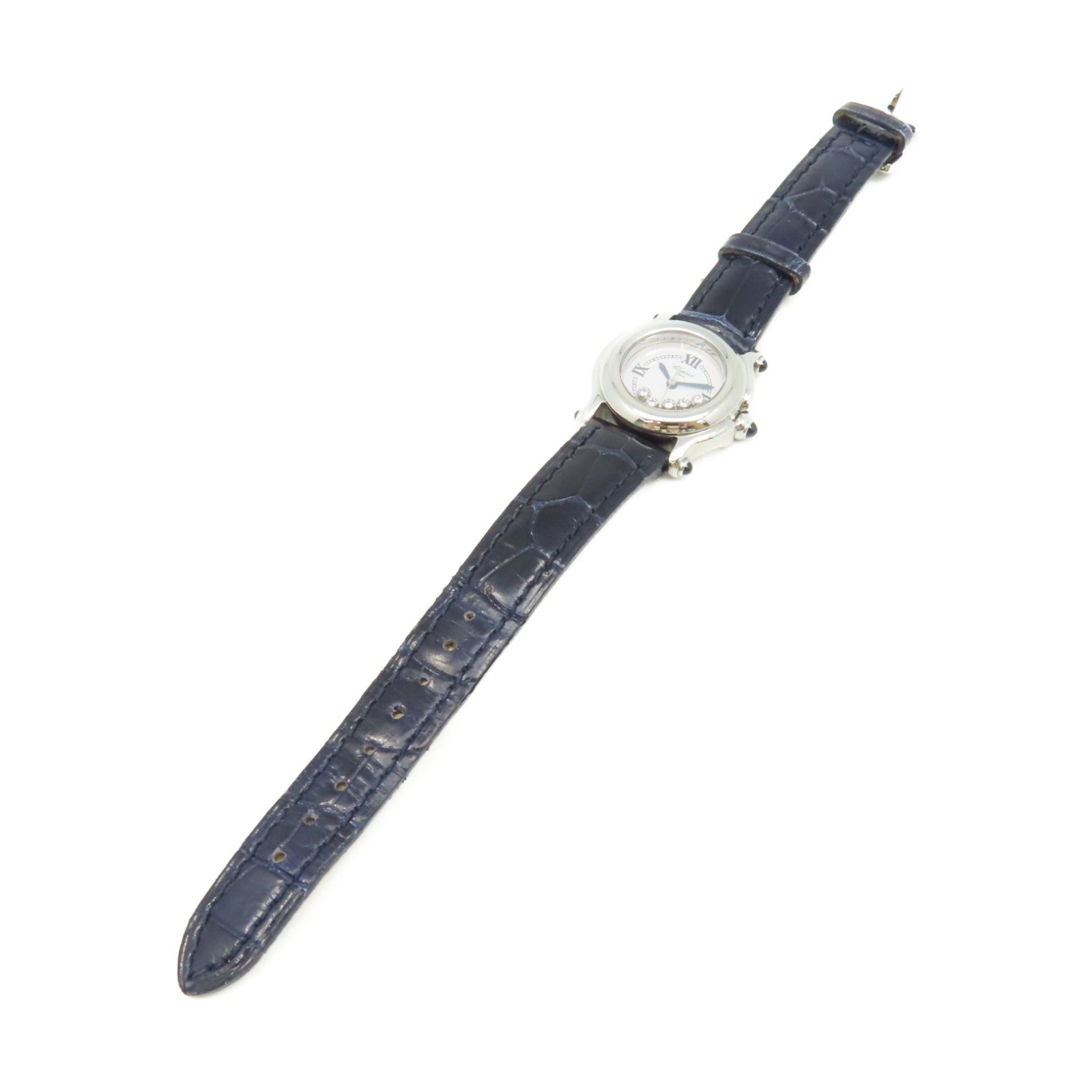 Chopard Happy Sport 5 Diamond Watch不鏽鋼/皮革帶石英機芯手錶白色