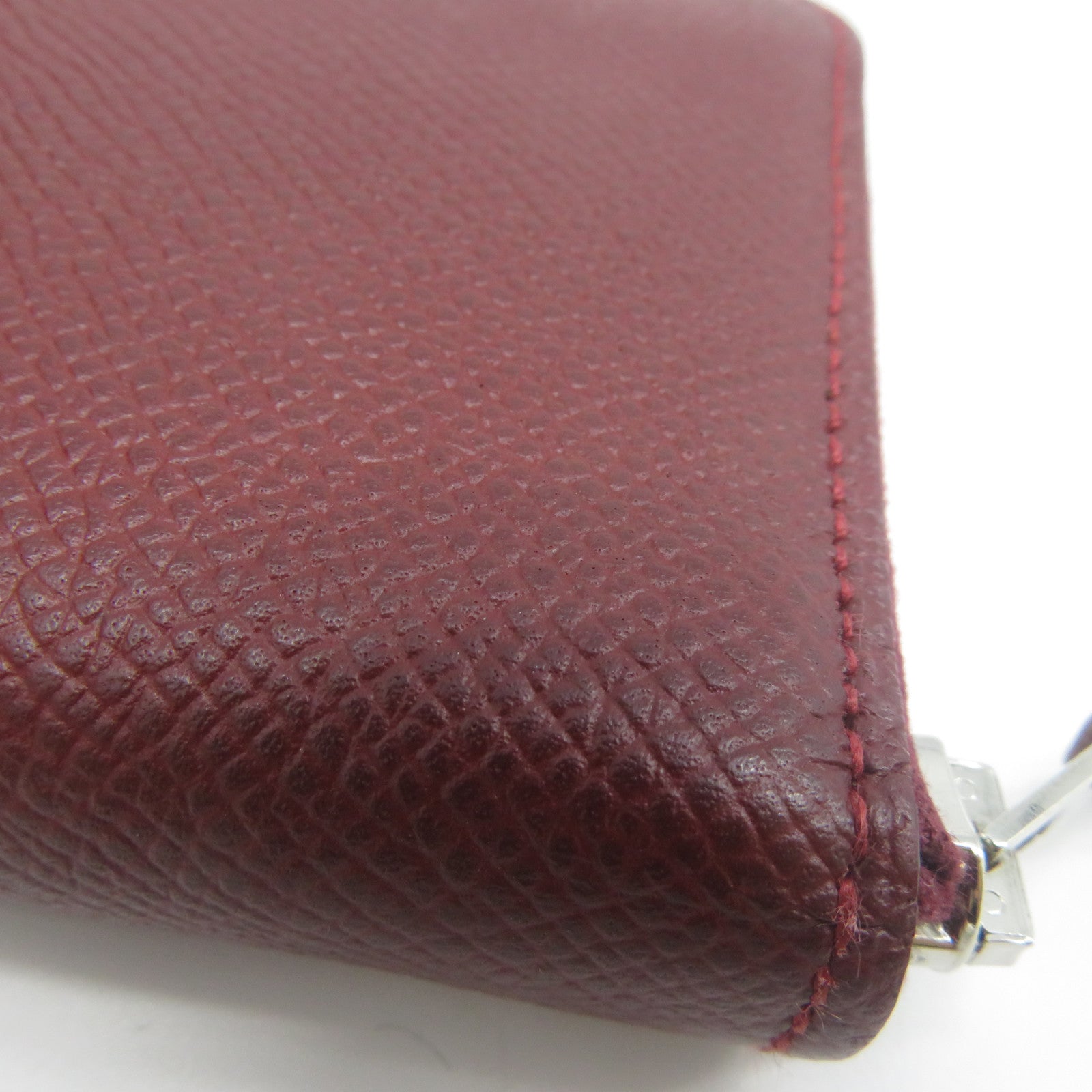 HERMES Veau Epsom皮革Silk In Compact Wallet銀扣錢包酒紅色