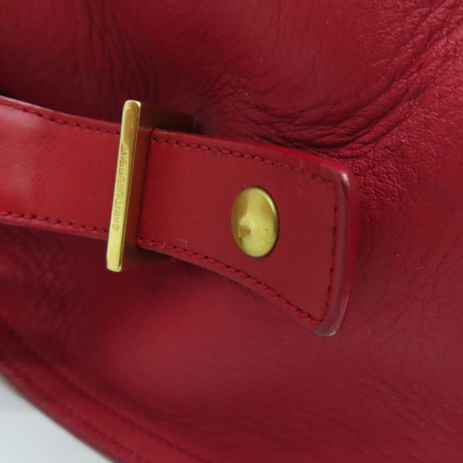 SAINT LAURENT 牛皮皮革2 Way Shoulder金扣手挽肩背兩用袋紅色