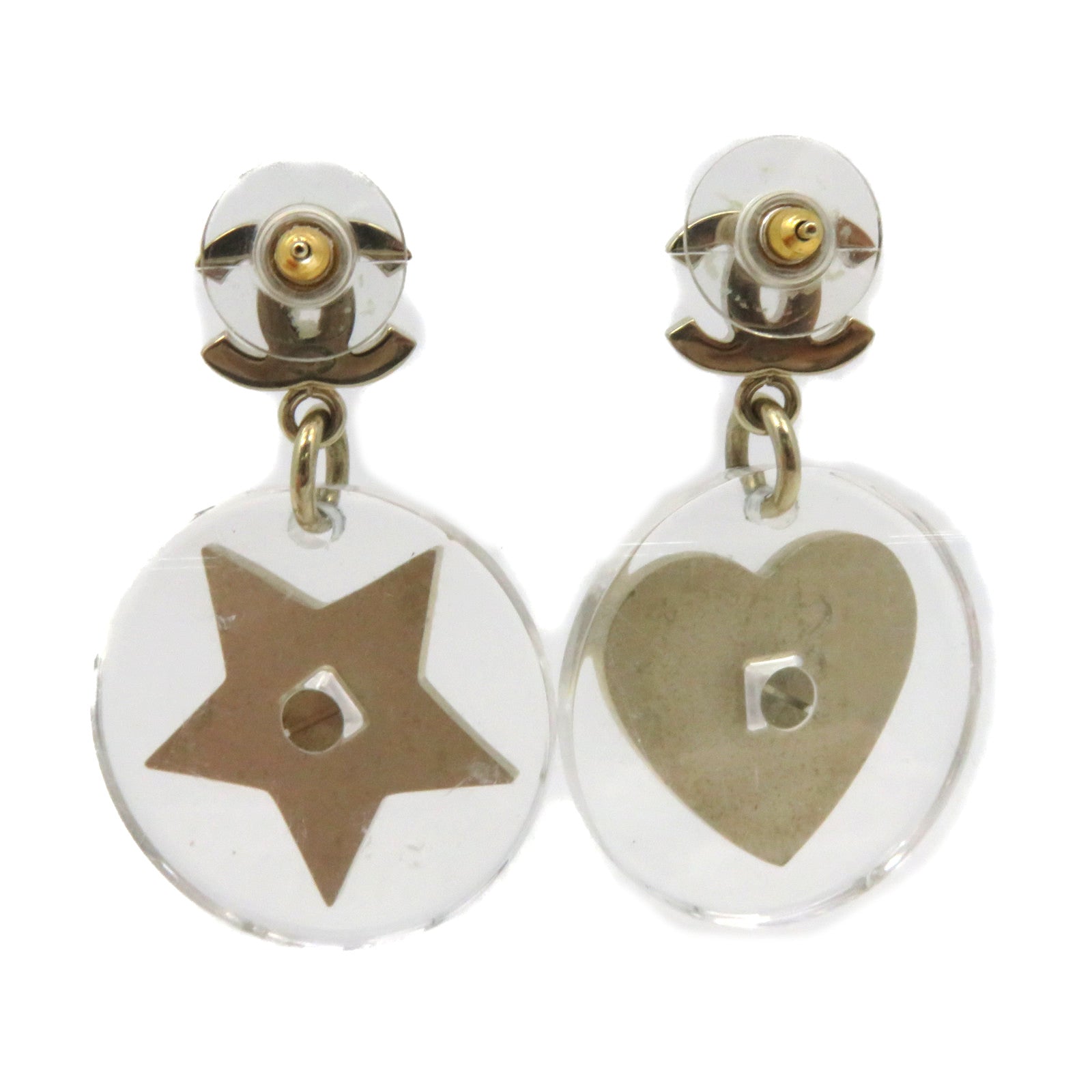 CHANEL 金屬/PVC Earrings耳環黑色/白色/金色