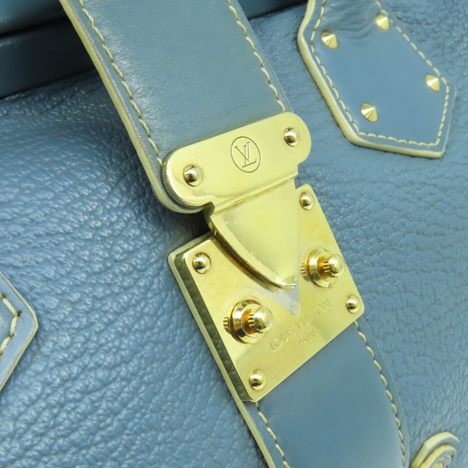 LOUIS VUITTON Suhali Leather Lingenieux PM Hand Bag Gold Buckle Blue