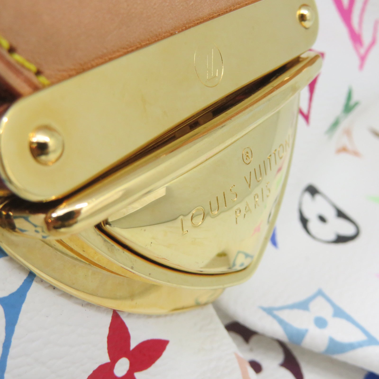LOUIS VUITTON Mono-Multi Ursula Hand Bag金扣手挽袋白色/彩色