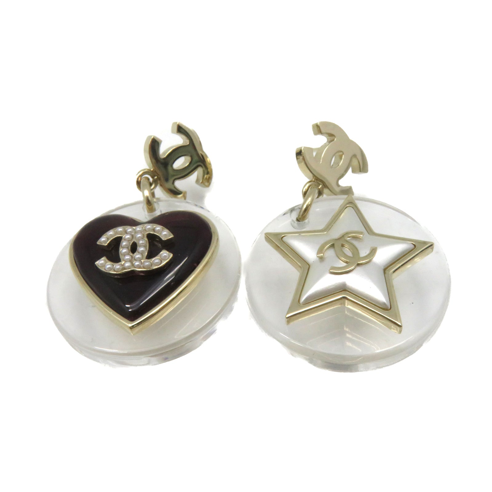 CHANEL 金屬/PVC Earrings耳環黑色/白色/金色
