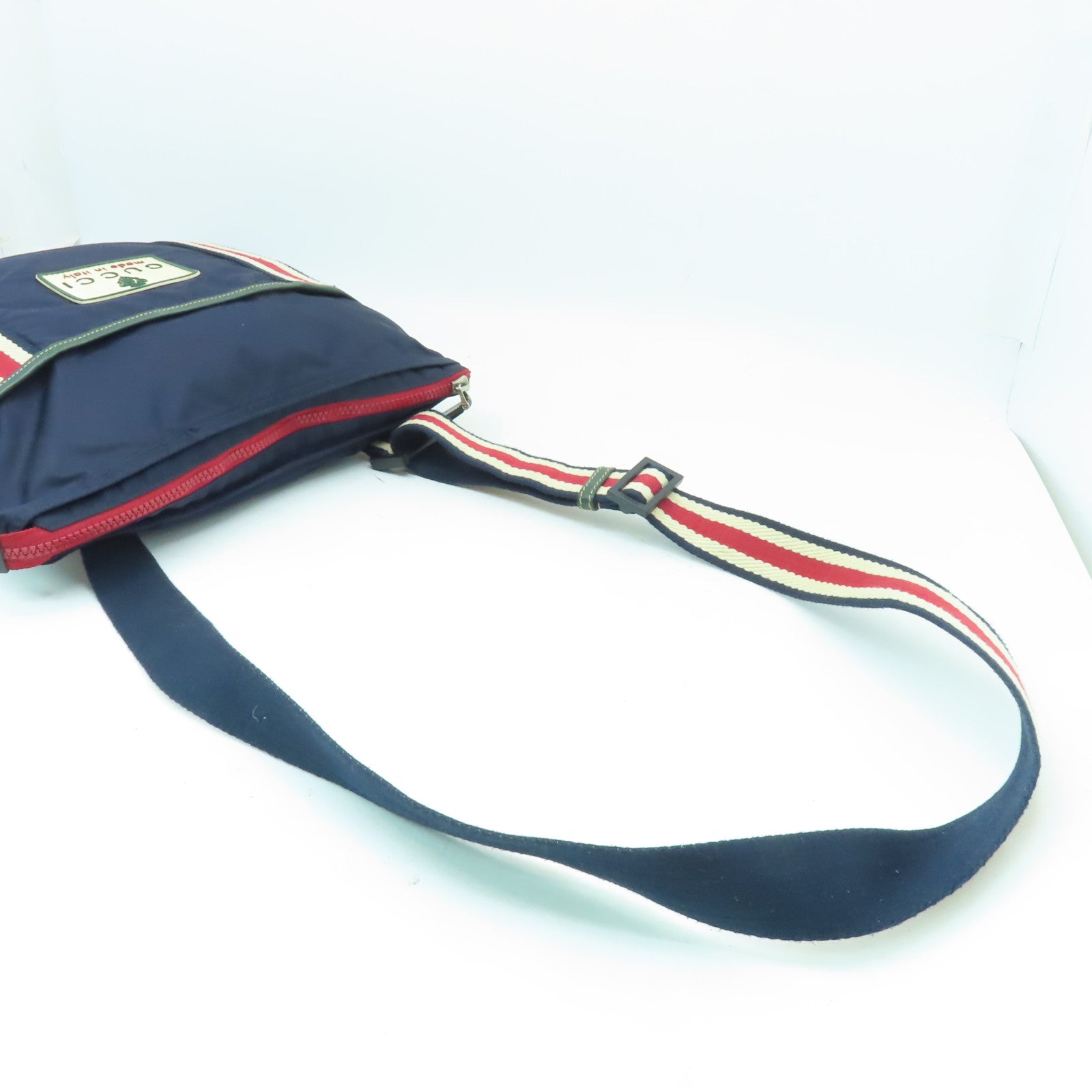 GUCCI 尼龍Shoulder Bag銀扣肩背袋藍色
