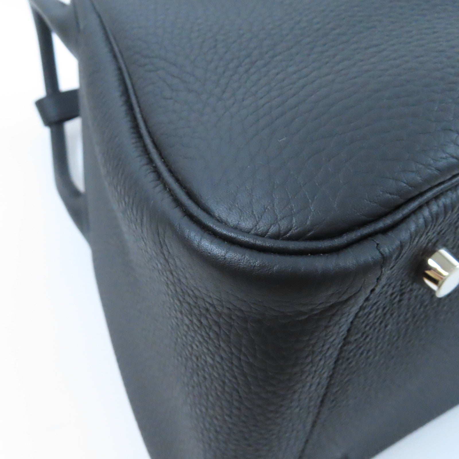 HERMES Clemence皮革Lindy 34銀扣手挽肩背兩用袋Noir黑色