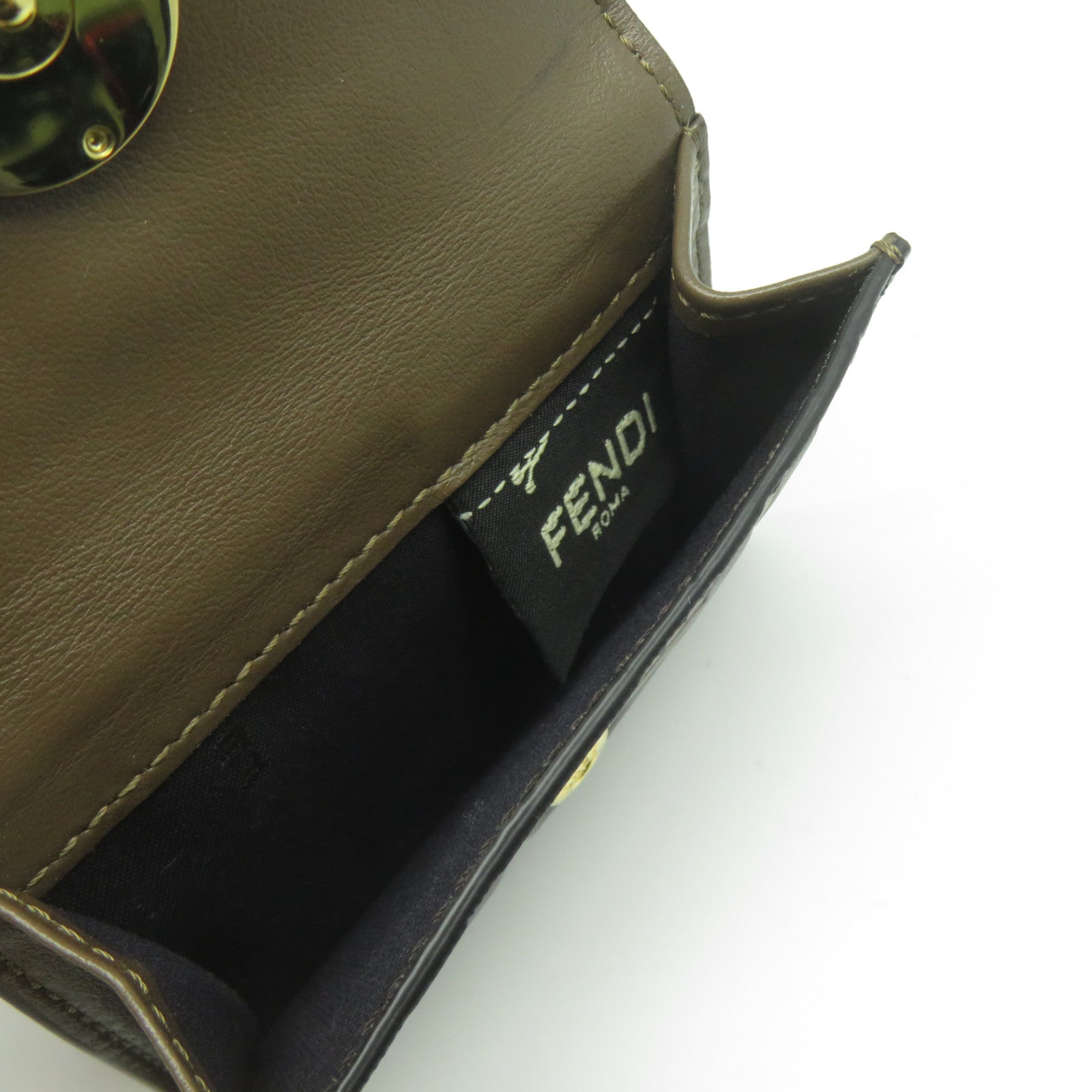 FENDI 牛皮皮革Wallet金扣錢包啡色