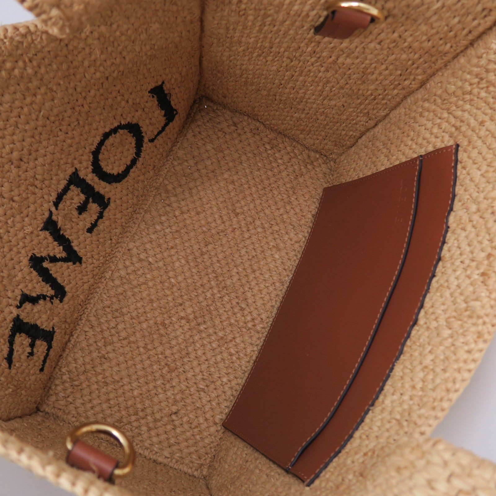 LOEWE 酒椰Font Tote M金扣手挽肩背兩用袋啡色