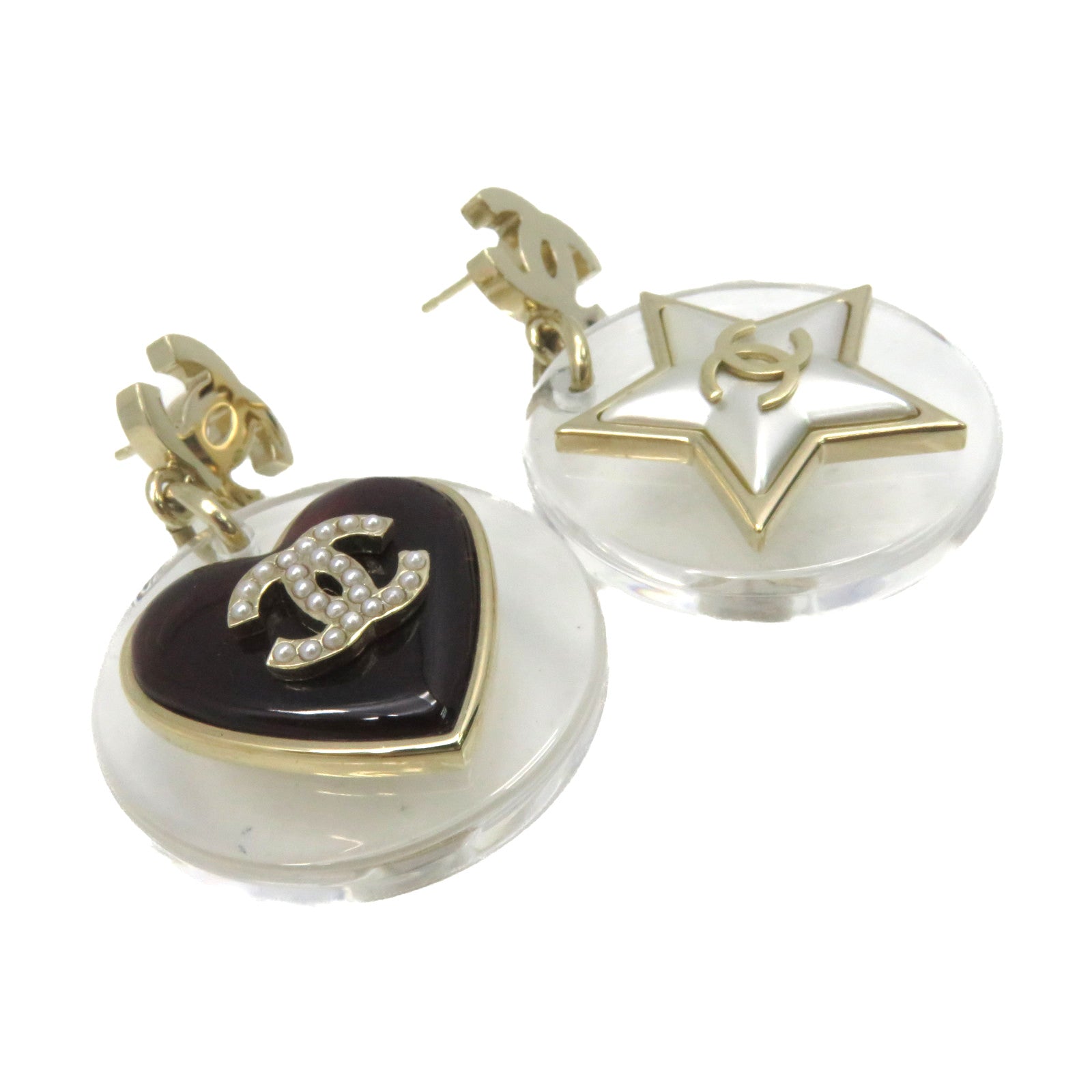 CHANEL 金屬/PVC Earrings耳環黑色/白色/金色