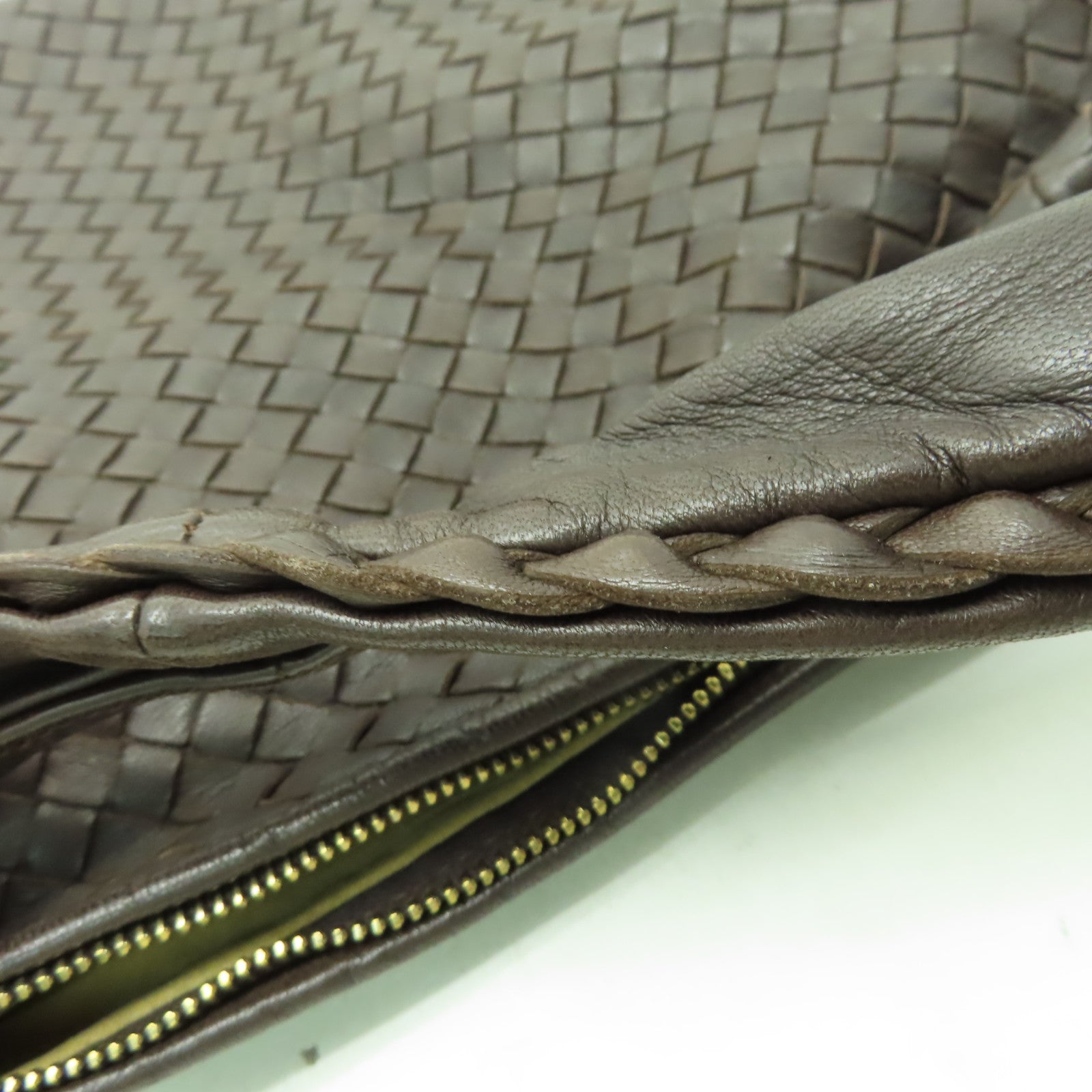 BOTTEGA VENETA 織紋皮革Shoulder Bag金扣肩背袋啡色