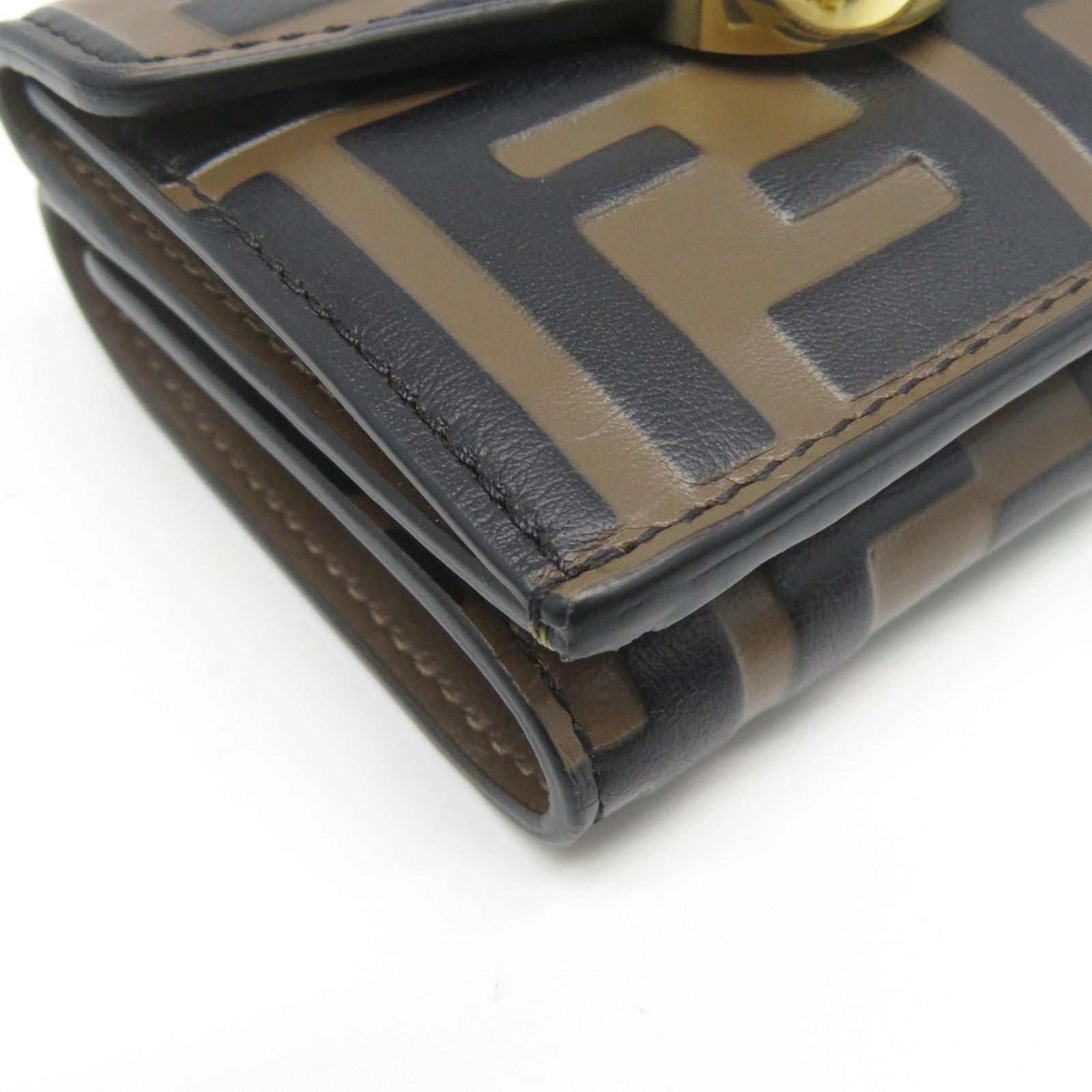 FENDI 牛皮皮革Wallet金扣錢包啡色