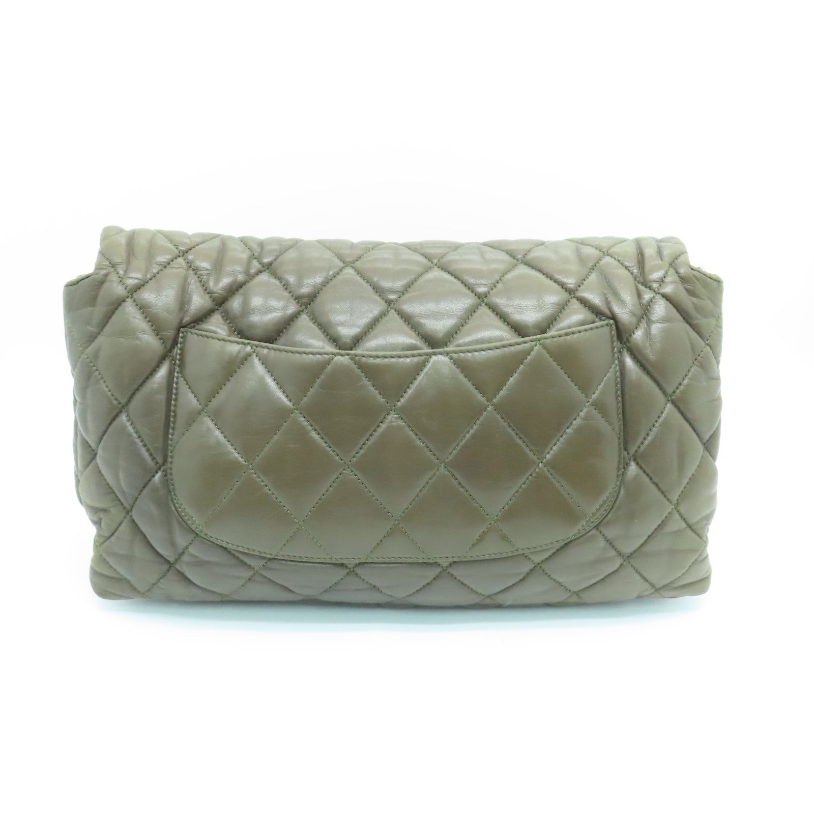 CHANEL Rhombus Sheepskin Leather Chain Shoulder Bag Silver Buckle Chain Belt Shoulder Bag Khaki