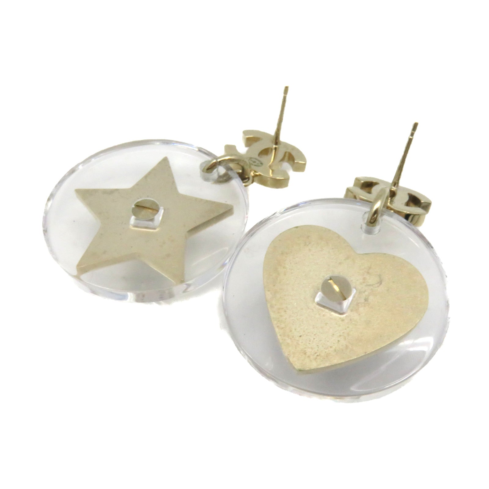 CHANEL 金屬/PVC Earrings耳環黑色/白色/金色